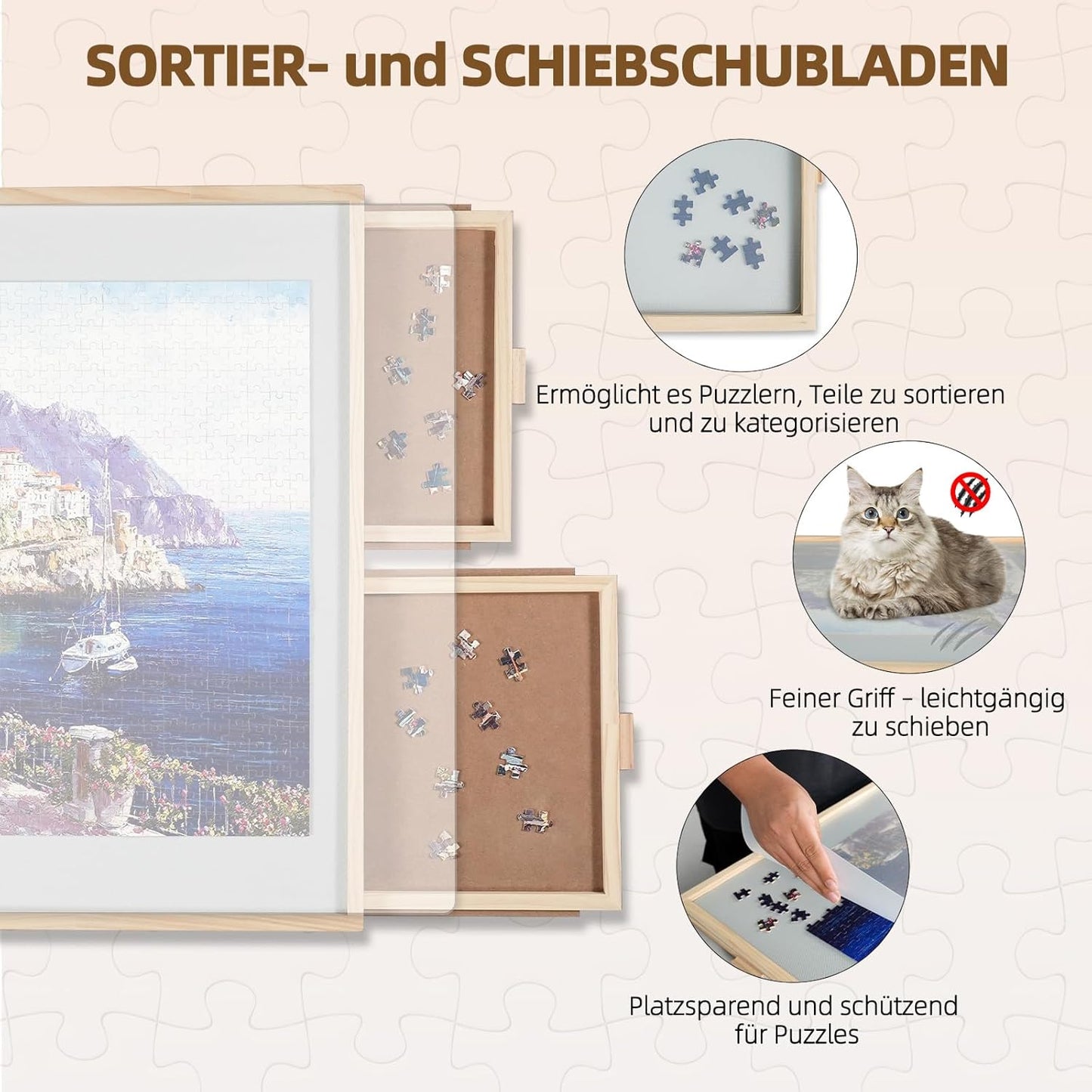 2-in-1 Puzzle-Brett mit Schubladen, 1500pcs-basic