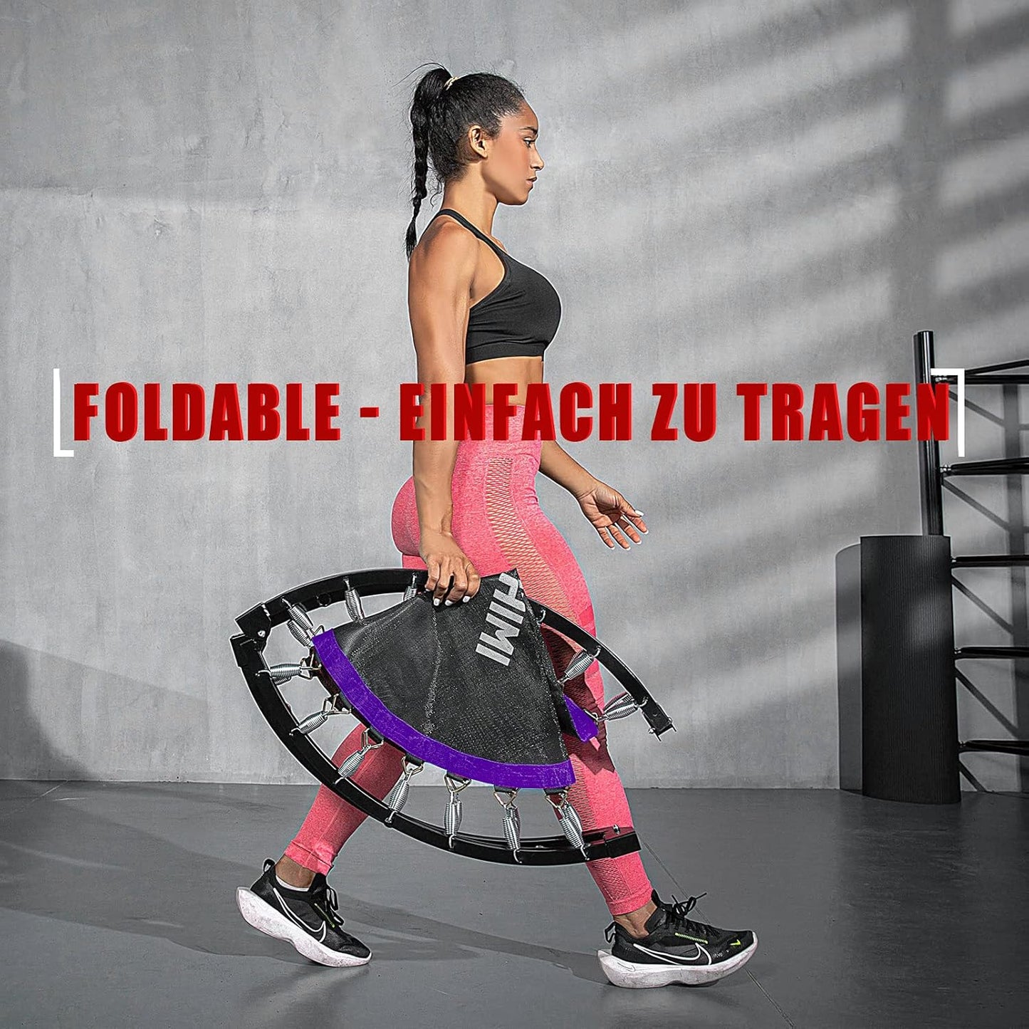 Faltbares Mini Fitness Trampolin mit Griff, 101,6 cm Violett