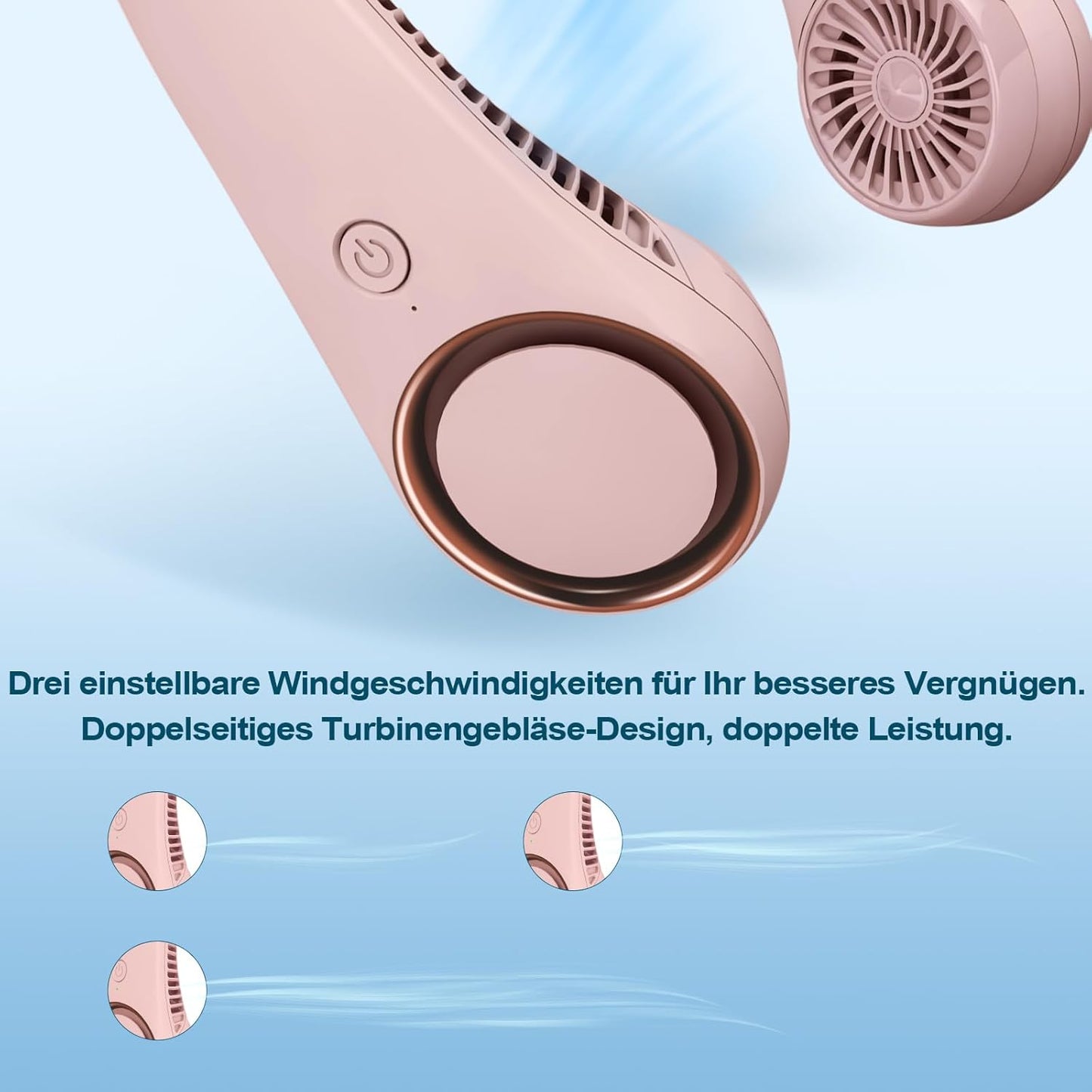 Halsventilator, blattlos, USB-betrieben, Pink