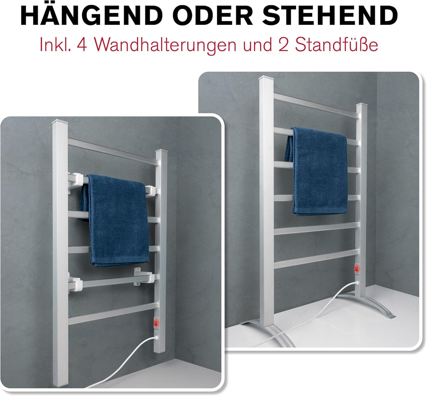 Handtuchheizkörper mit 6 Stäben, 6 Stäbe