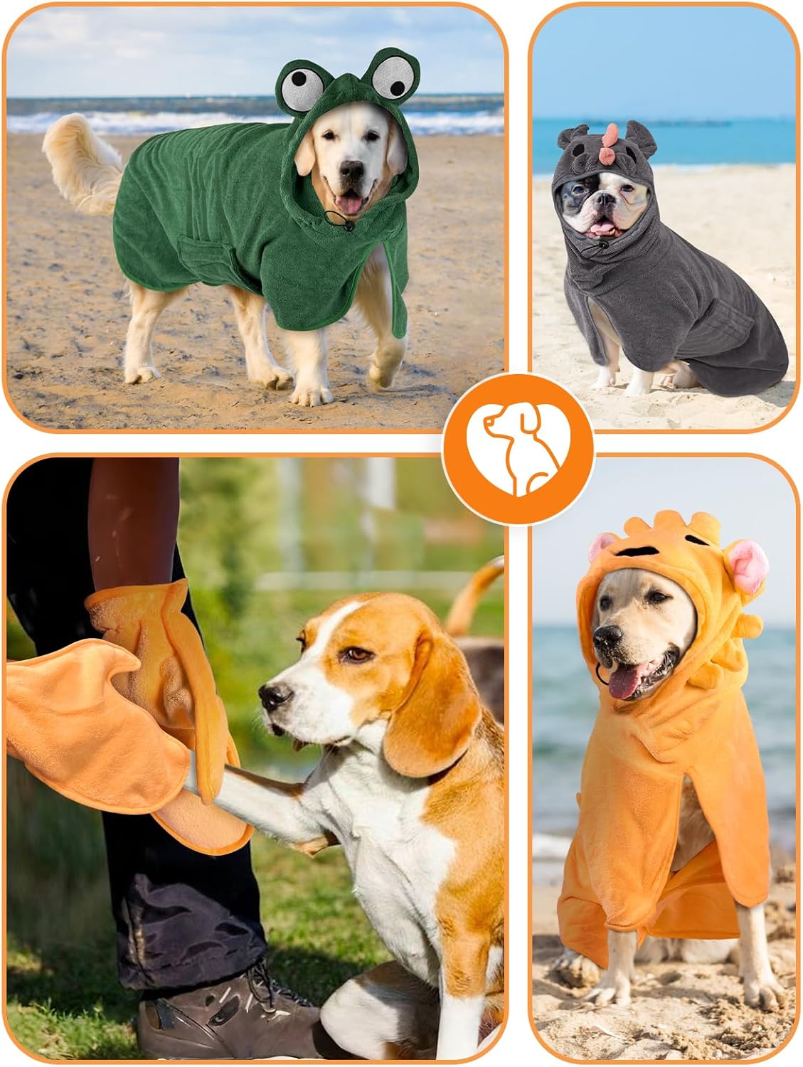 Verstellbarer Hundebademantel, L Orangenfarbe Löwe
