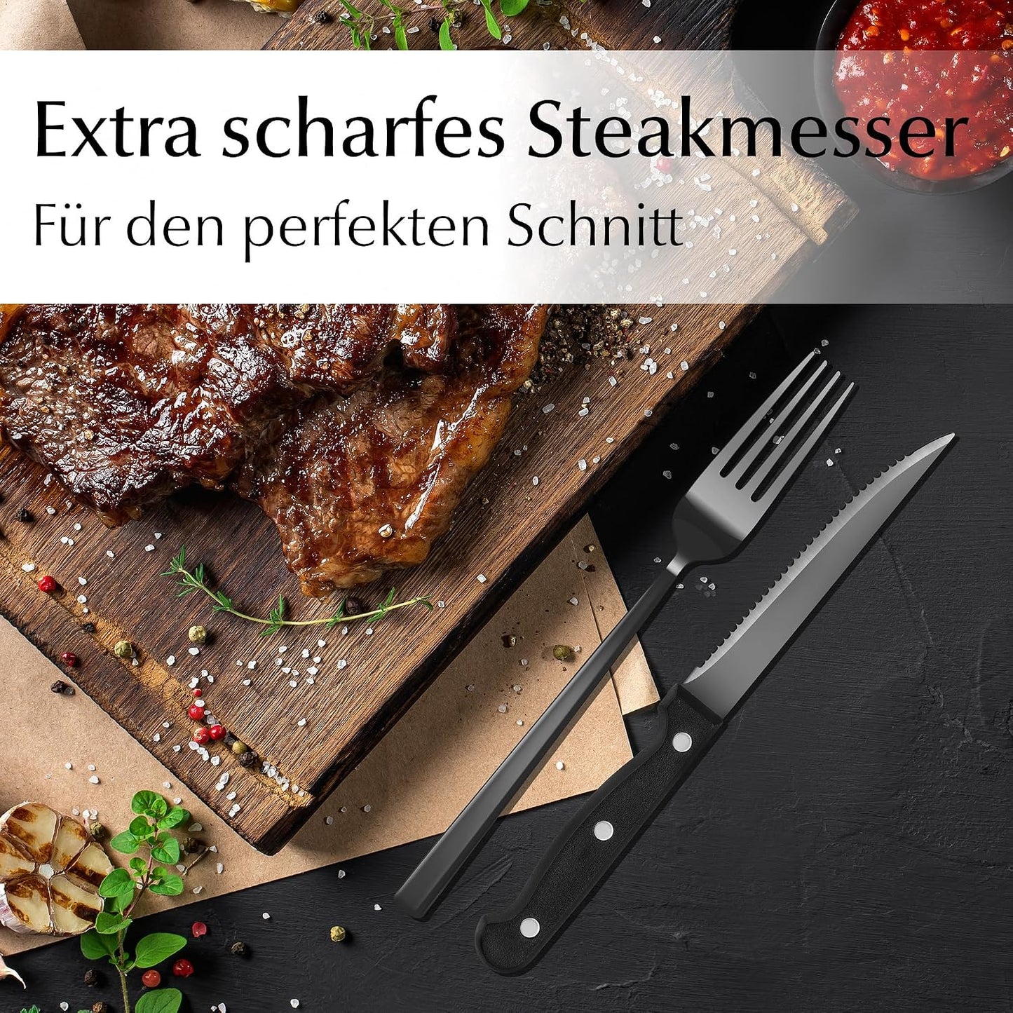 36-teiliges Besteckset, Schwarz 36 teilig