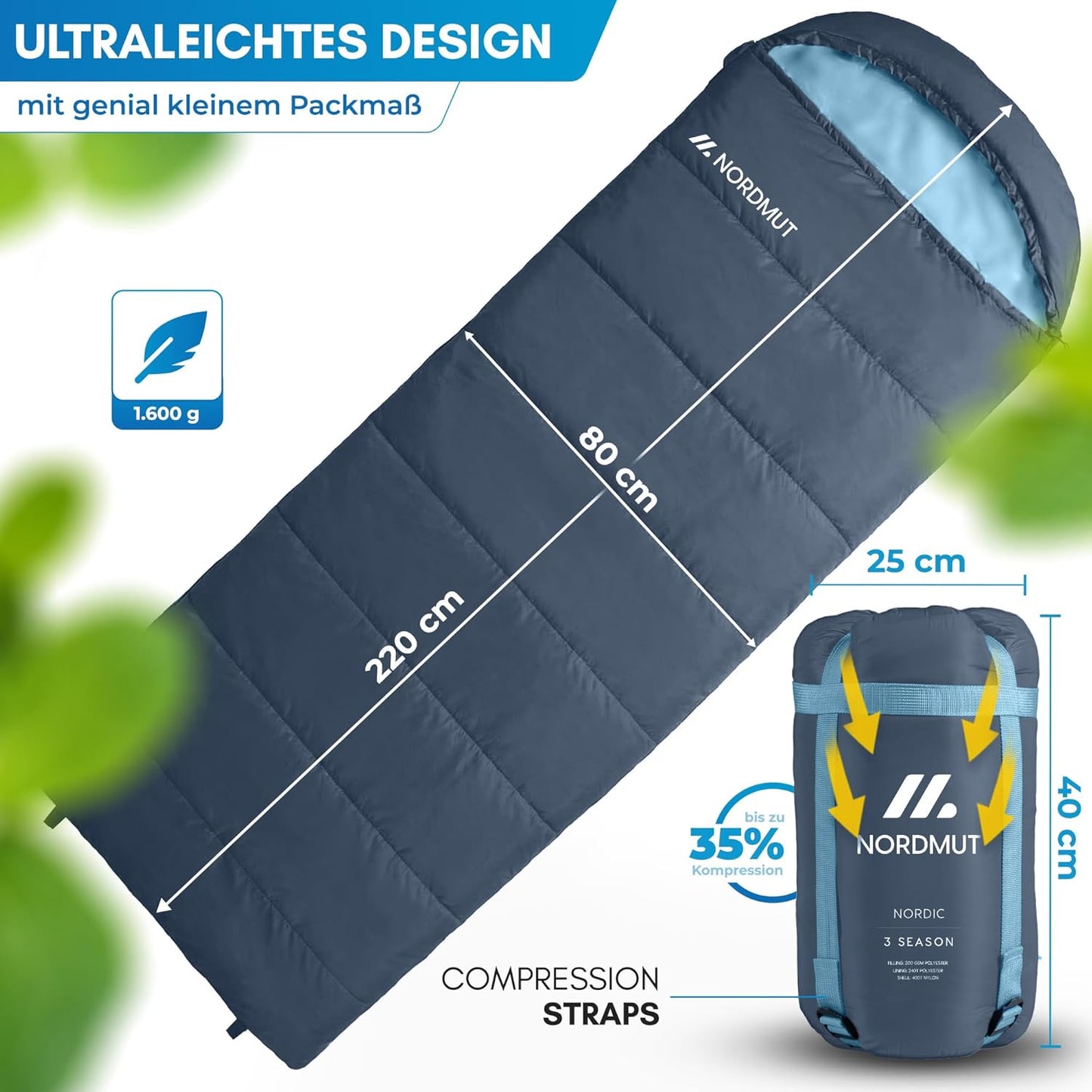 Deckenschlafsack für Camping und Festivals, Marine