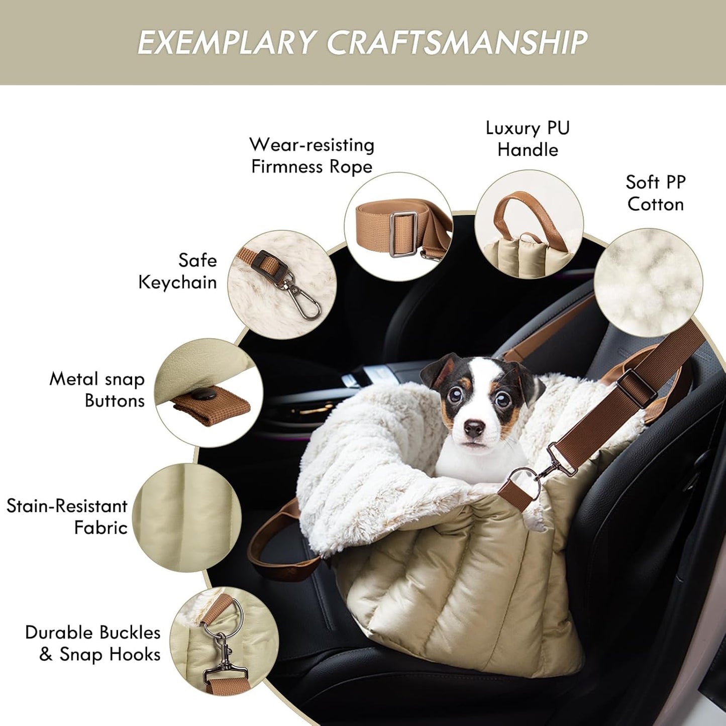 Rutschfester 3-in-1 Autositz & Tragetasche für kleine Hunde