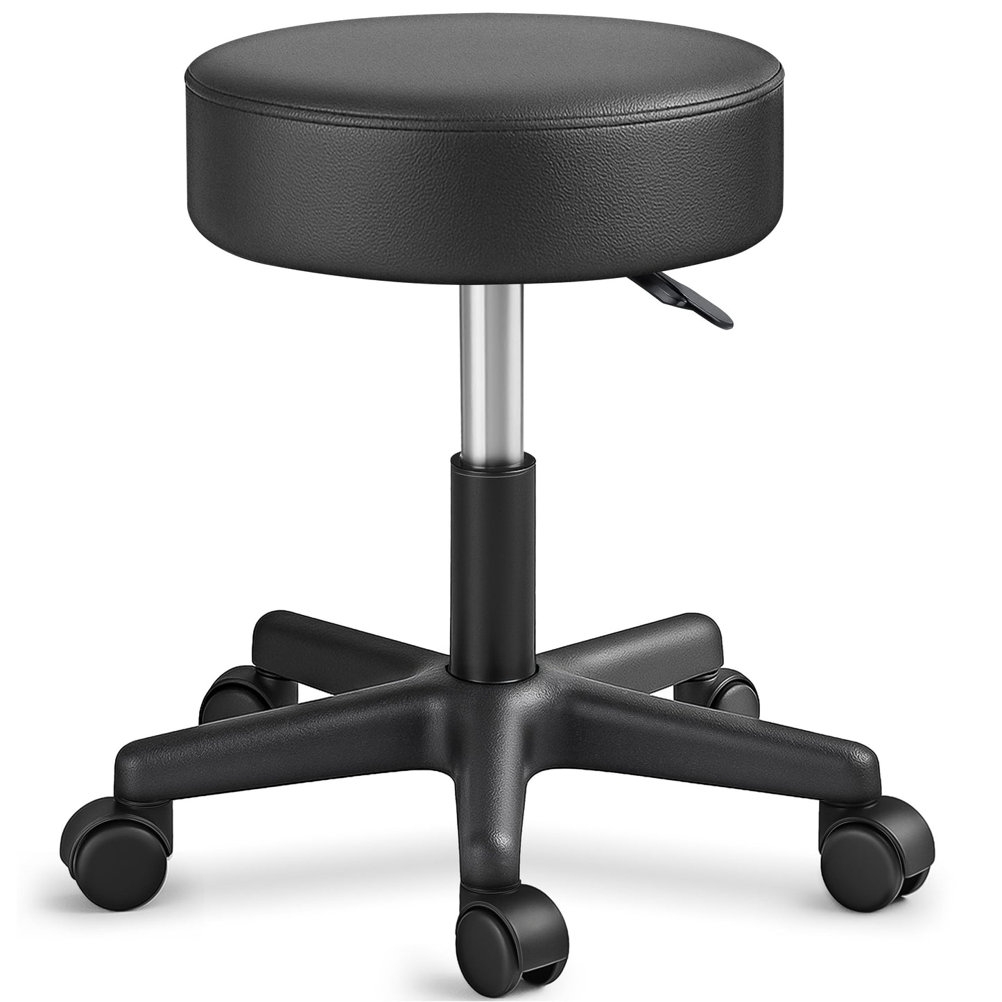 Höhenverstellbarer Rollhocker, Schwarz Matt