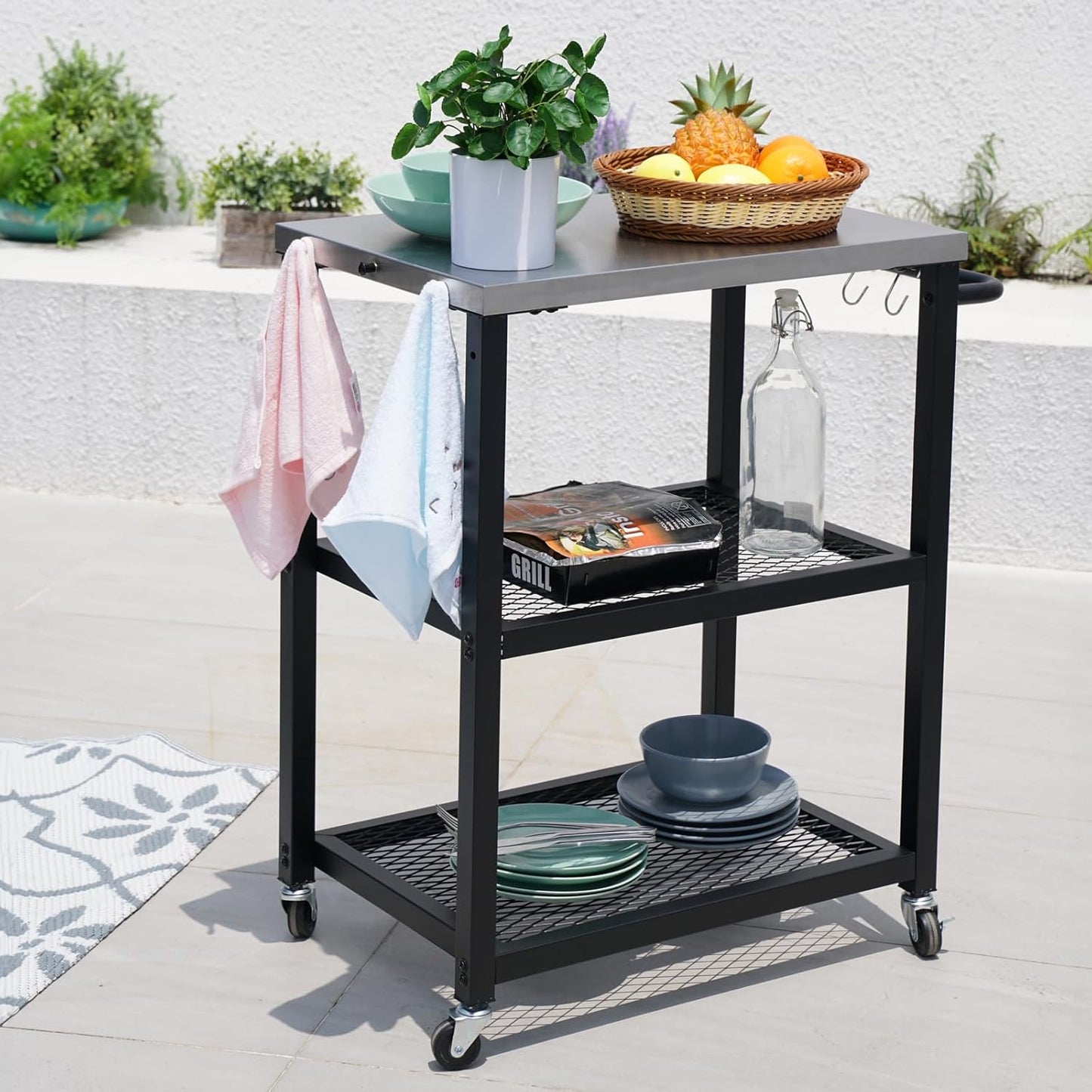 Grillwagen mit Rollen für Balkon und Garten, NETIS Grillwagen