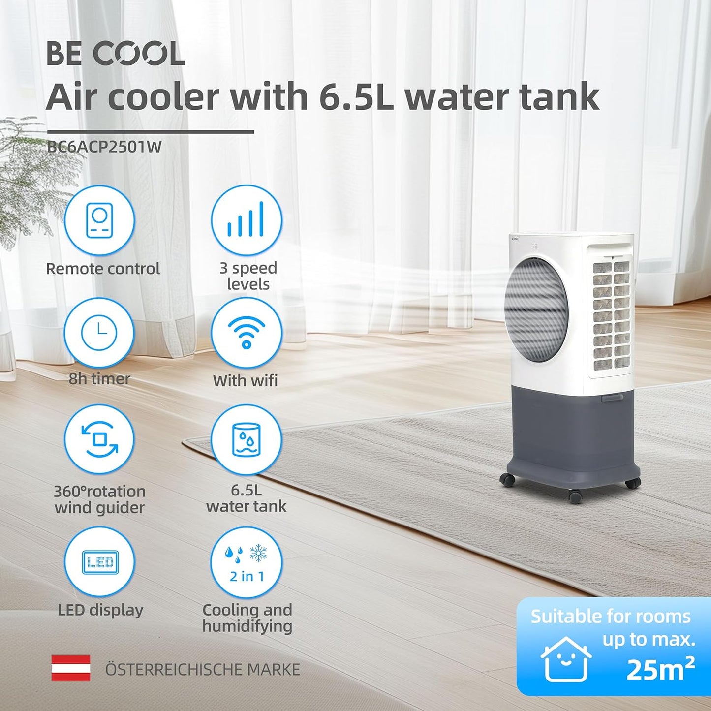 Luftkühler mit WiFi und Timer-Funktion