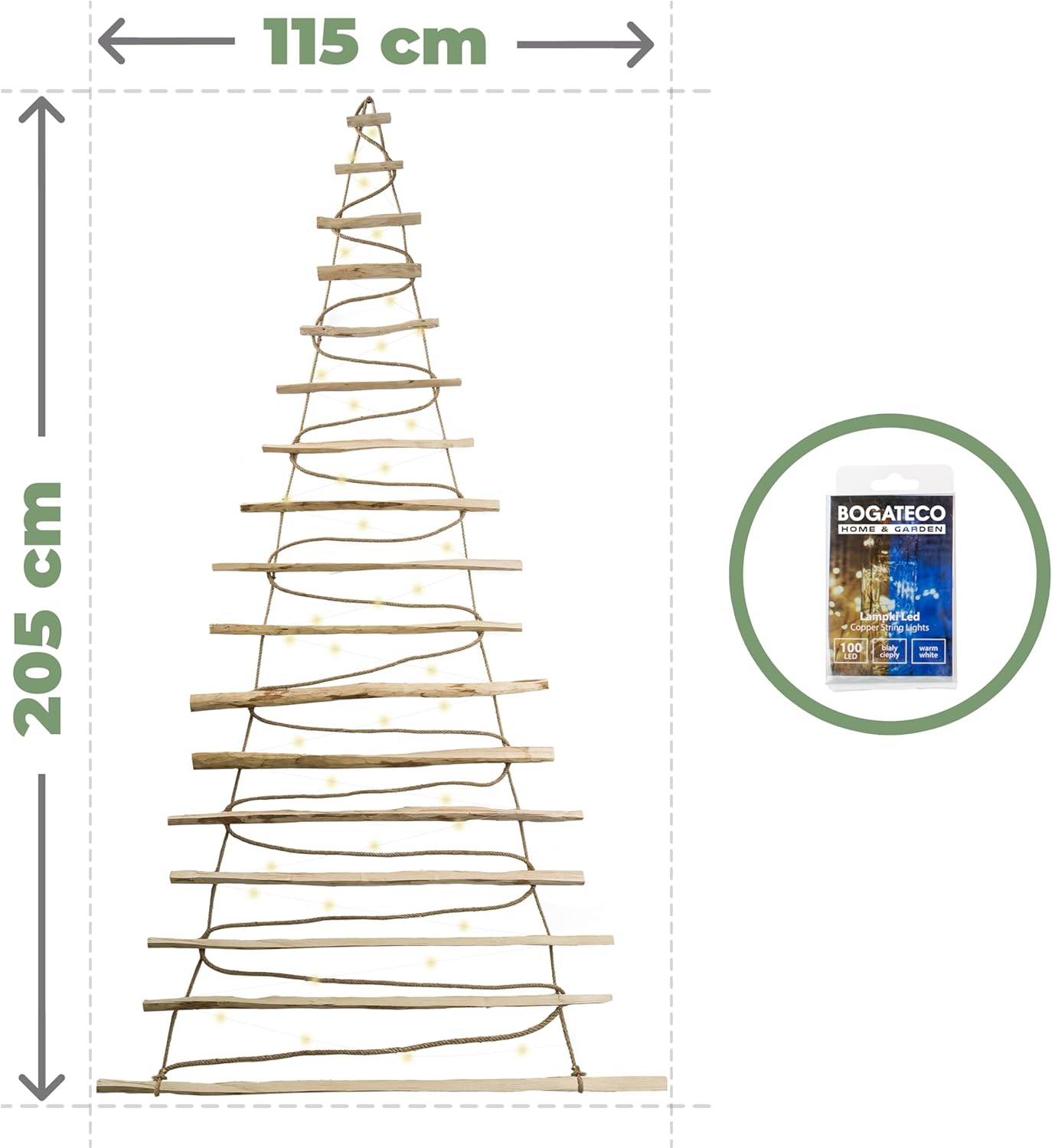 Weihnachtsbaum aus Haselnussholz, 205 cm