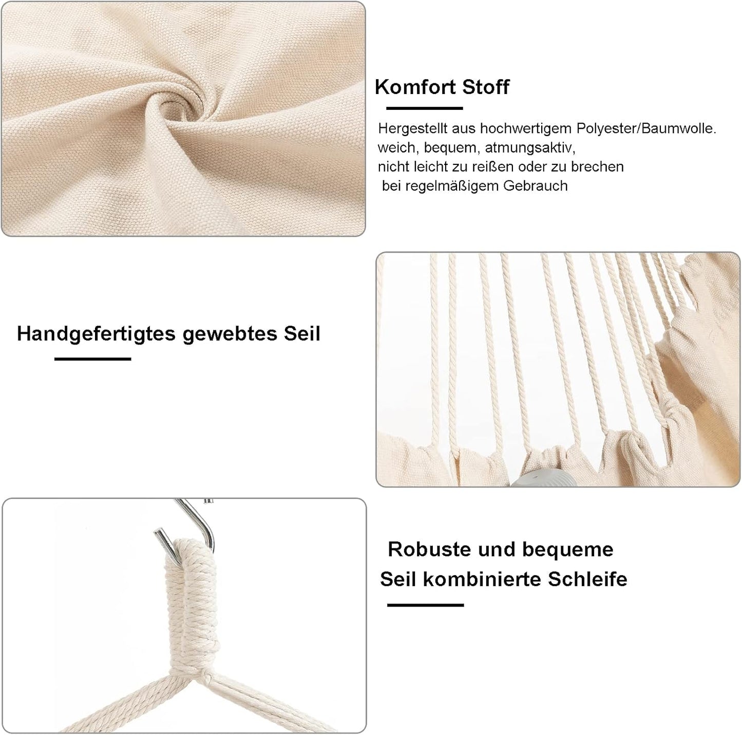 Hängesessel für Indoor und Outdoor, Beige