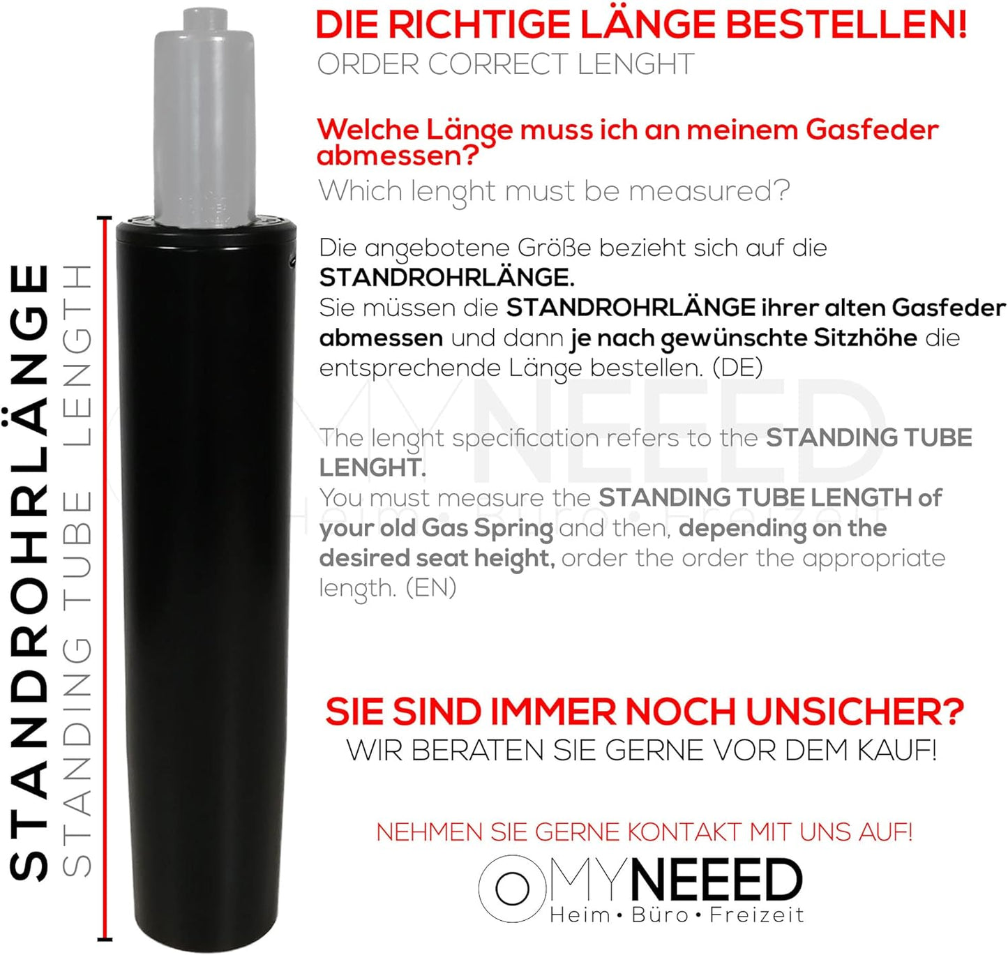 Gasdruckfeder, 185 mm Schwarz