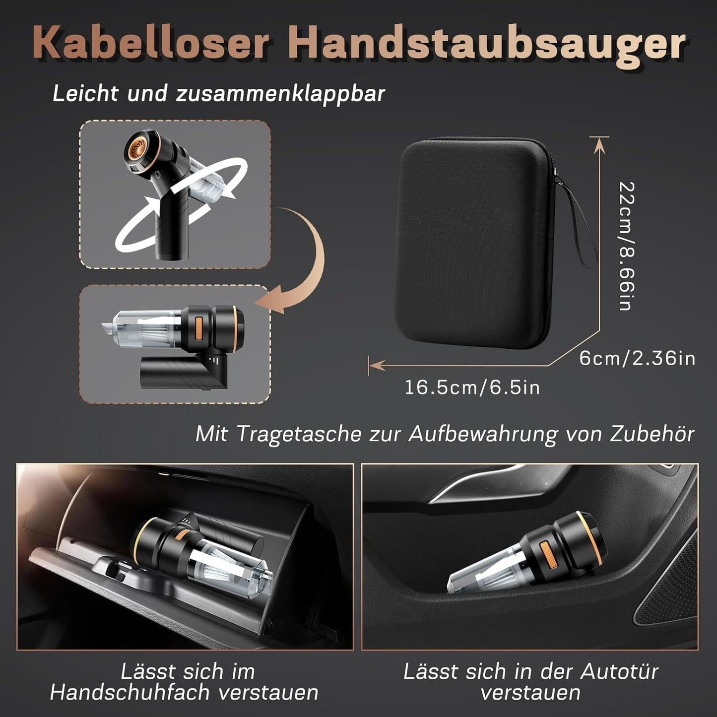 4-in-1 Kabelloser Handstaubsauger, Schwarz