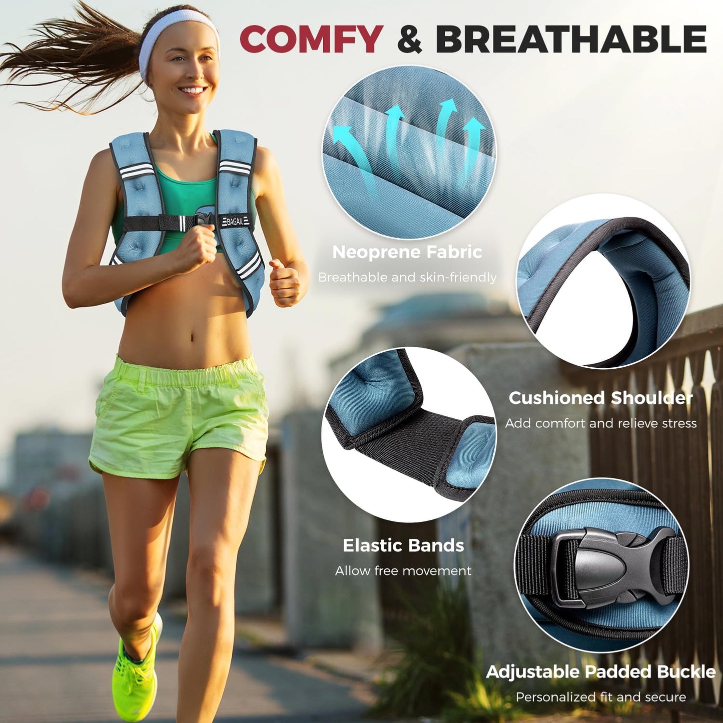 Gewichtsweste für Krafttraining, Blau 2.3kg/5lb
