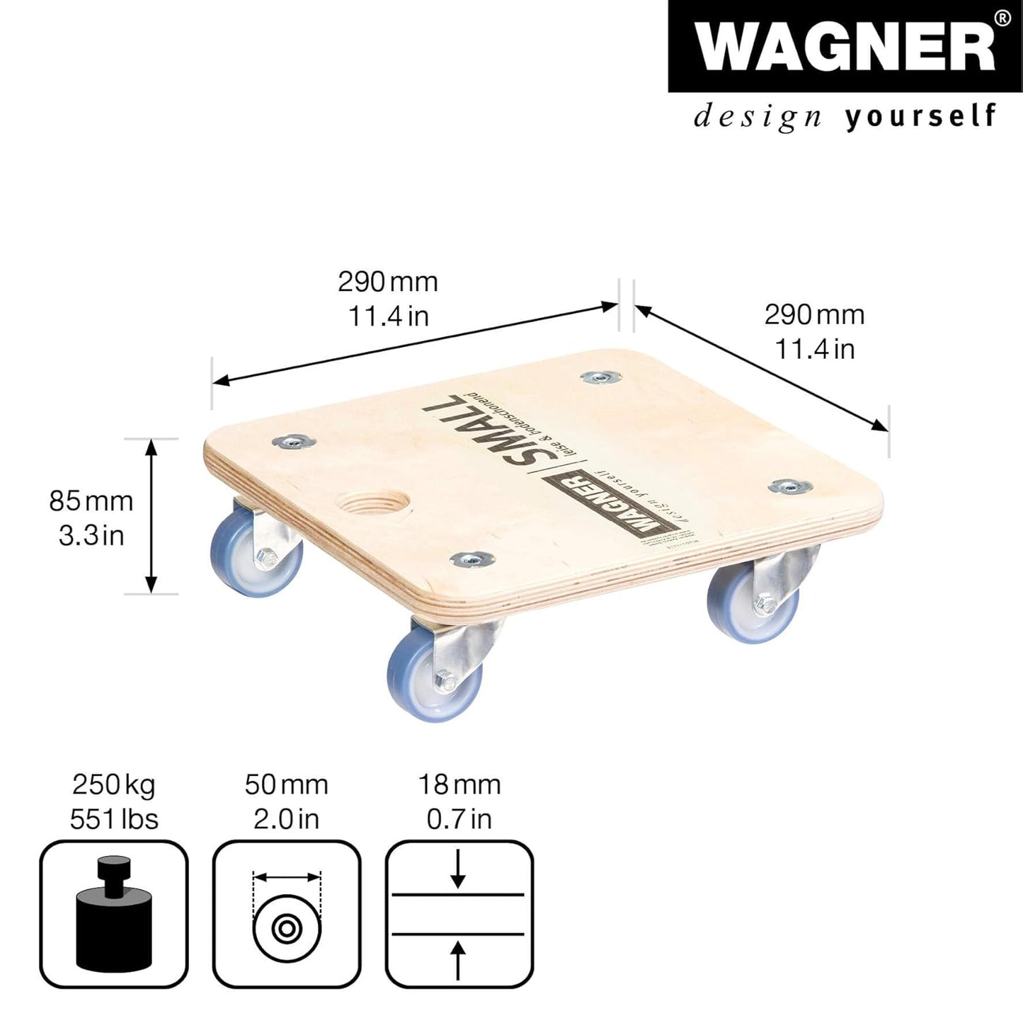 Transportroller, (L) 29 x (B) 29 x (H) 8,5 cm ultrasofte Rollen