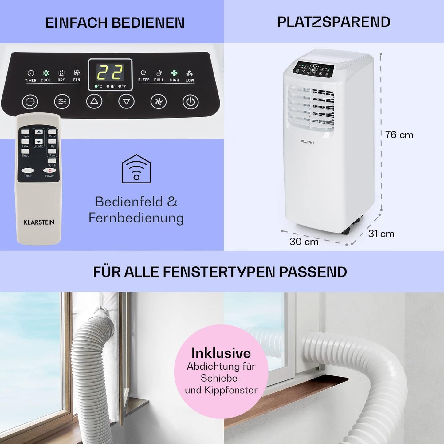 Mobile Klimaanlage, Weiss, 7000 BTU