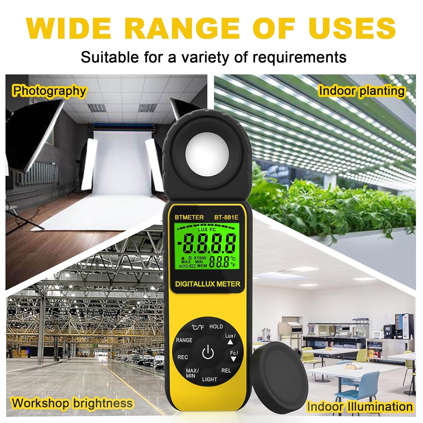 AI-881E Luxmeter mit drehbarem Detektor, 300.000 Luxmeter