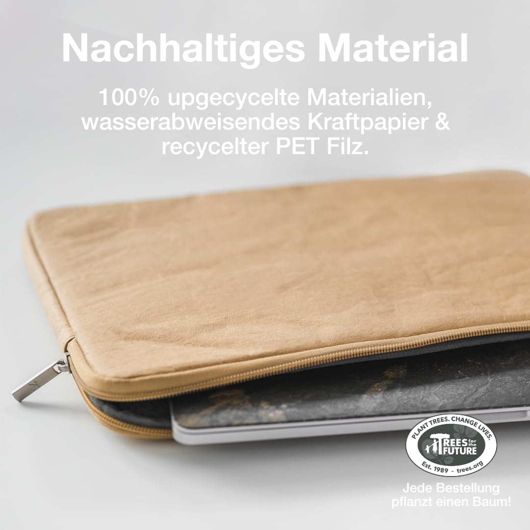 Wasserabweisende Laptophülle, MacBook 15-16" Braun