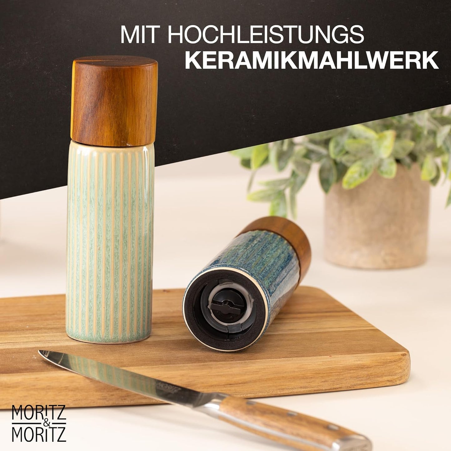 2er-Set Gewürzmühlen, Blau & Grün