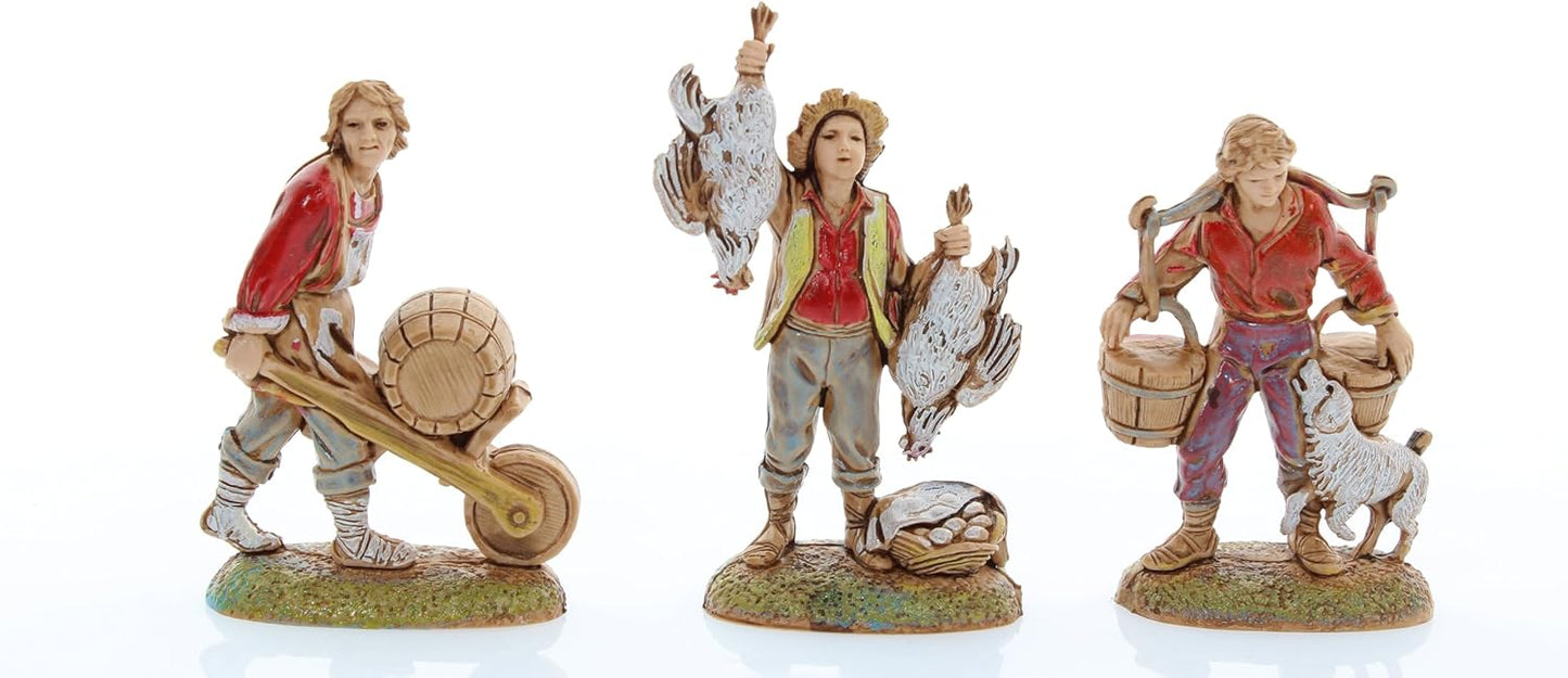 Neapolitanische Krippenfiguren, 9 Stück, 1:32, Für eine 6 cm grosse Krippe
