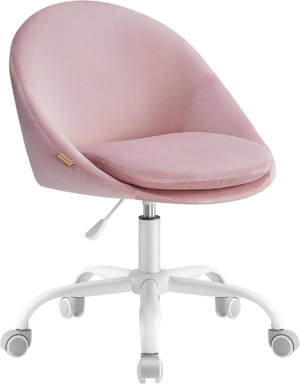 SONGMICS Homeoffice Stuhl, Pastellrosa Samt
