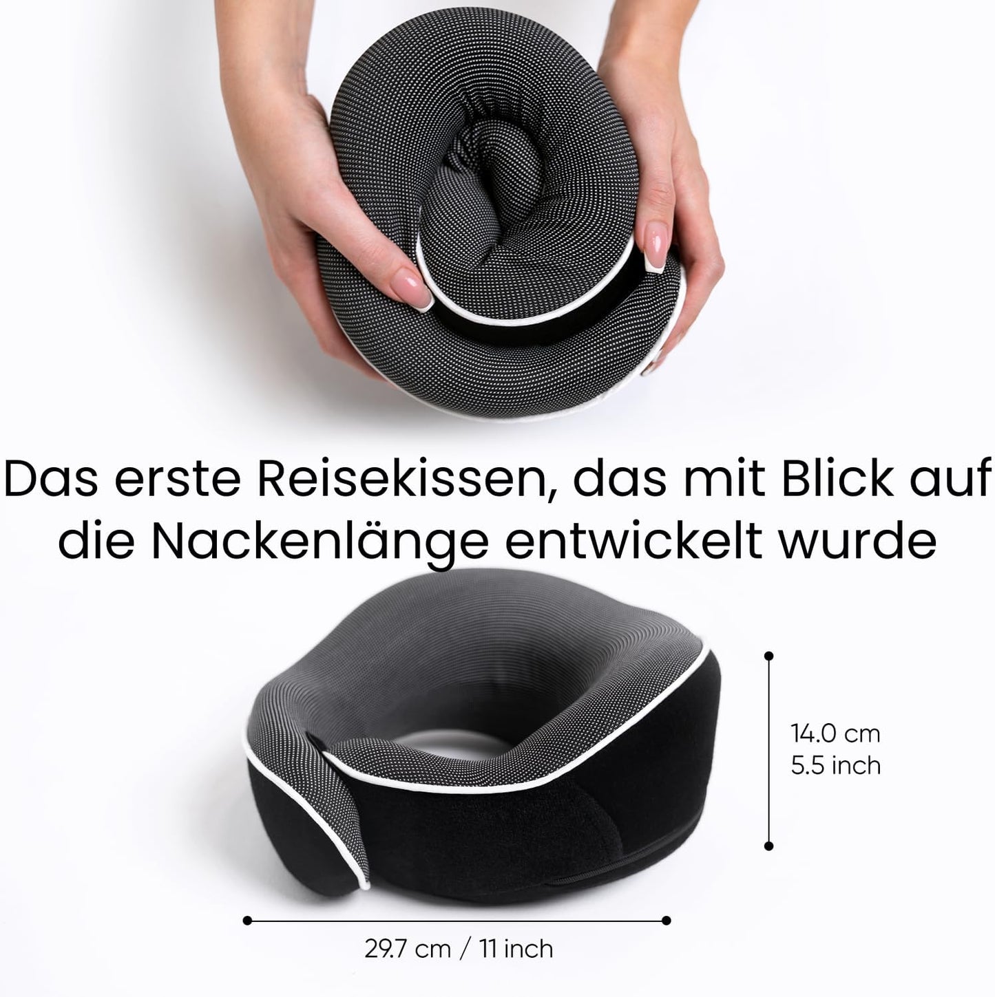 Nackenkissen und Schlafmaske, Schwarz