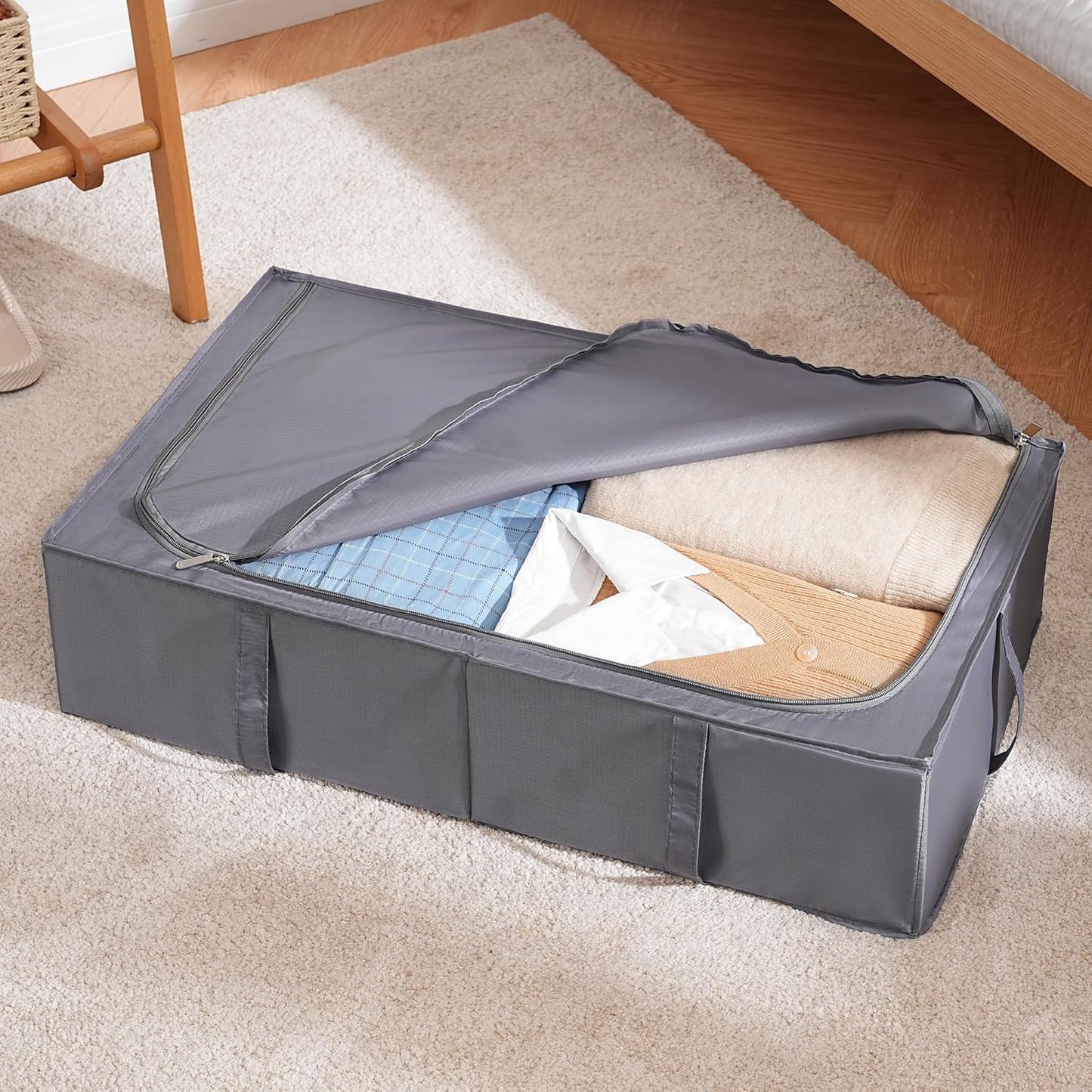 Unterbett Aufbewahrungsboxen 2er-Set (waschbar), Dunkelgrau Gross 2er-Pack