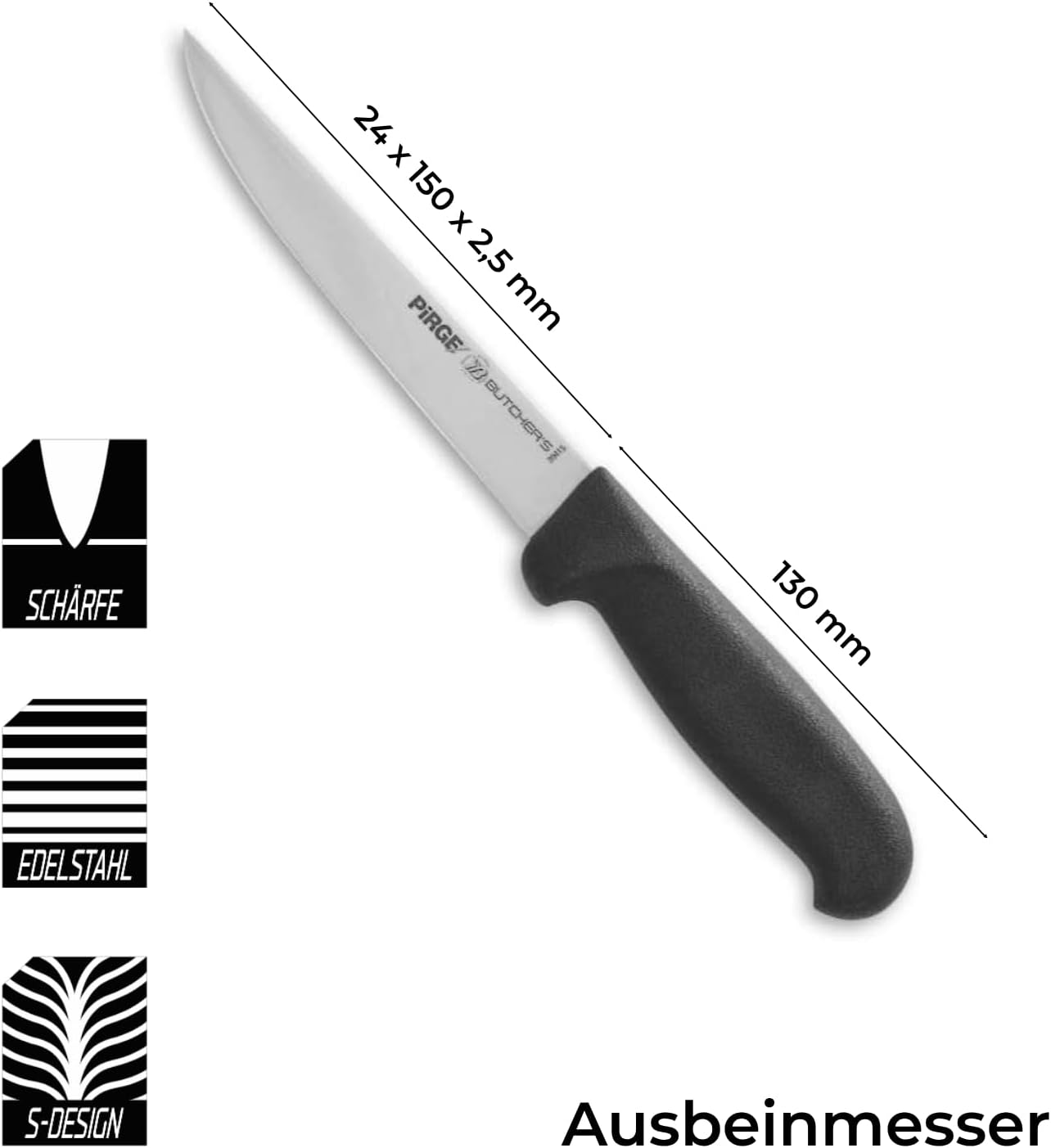 Butcher's Messerset, 21 cm & 15 cm & 15 cm Schwarz