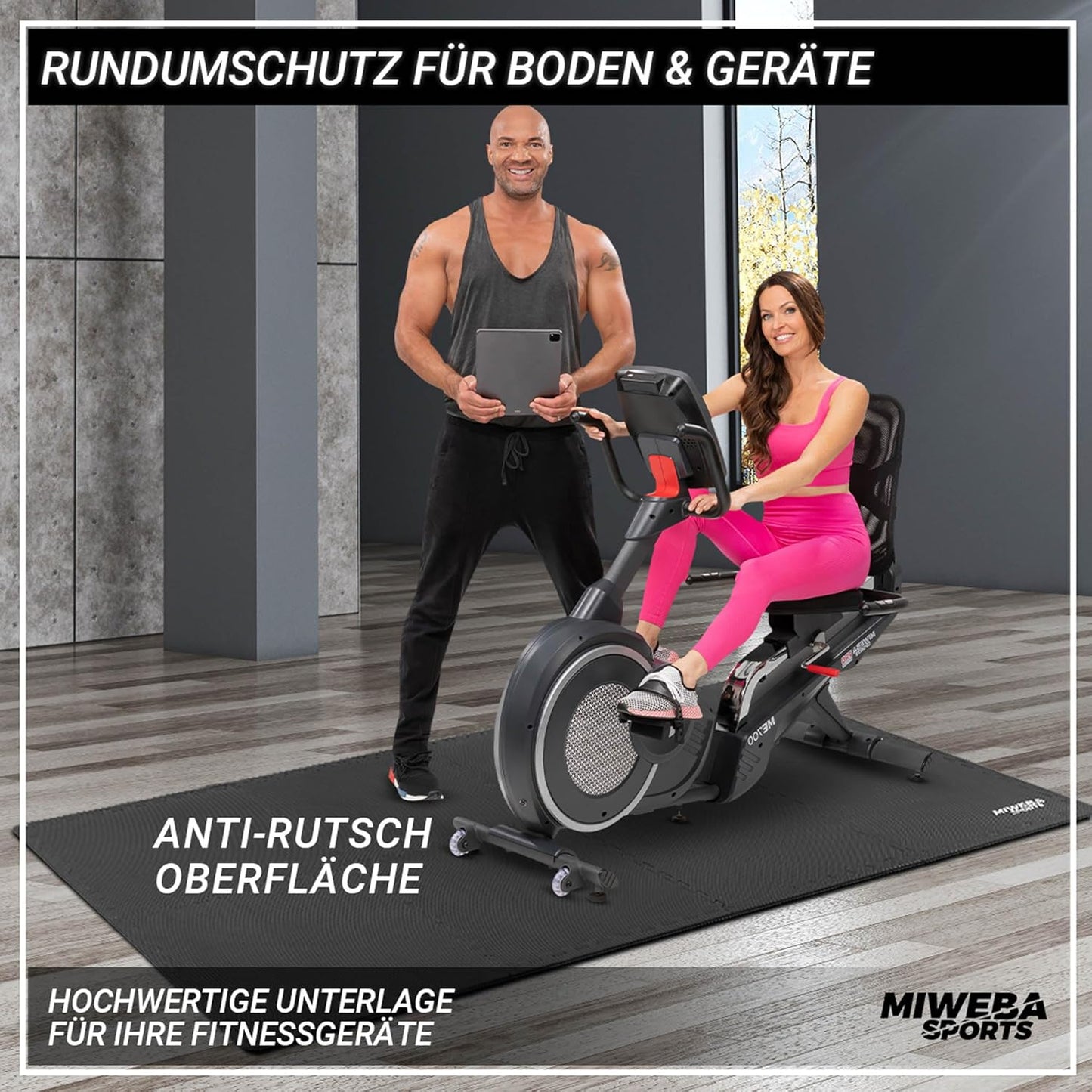 Bodenschutz- und Fitnessmatten-Set (8-teilig), Bs100 Anthrazit