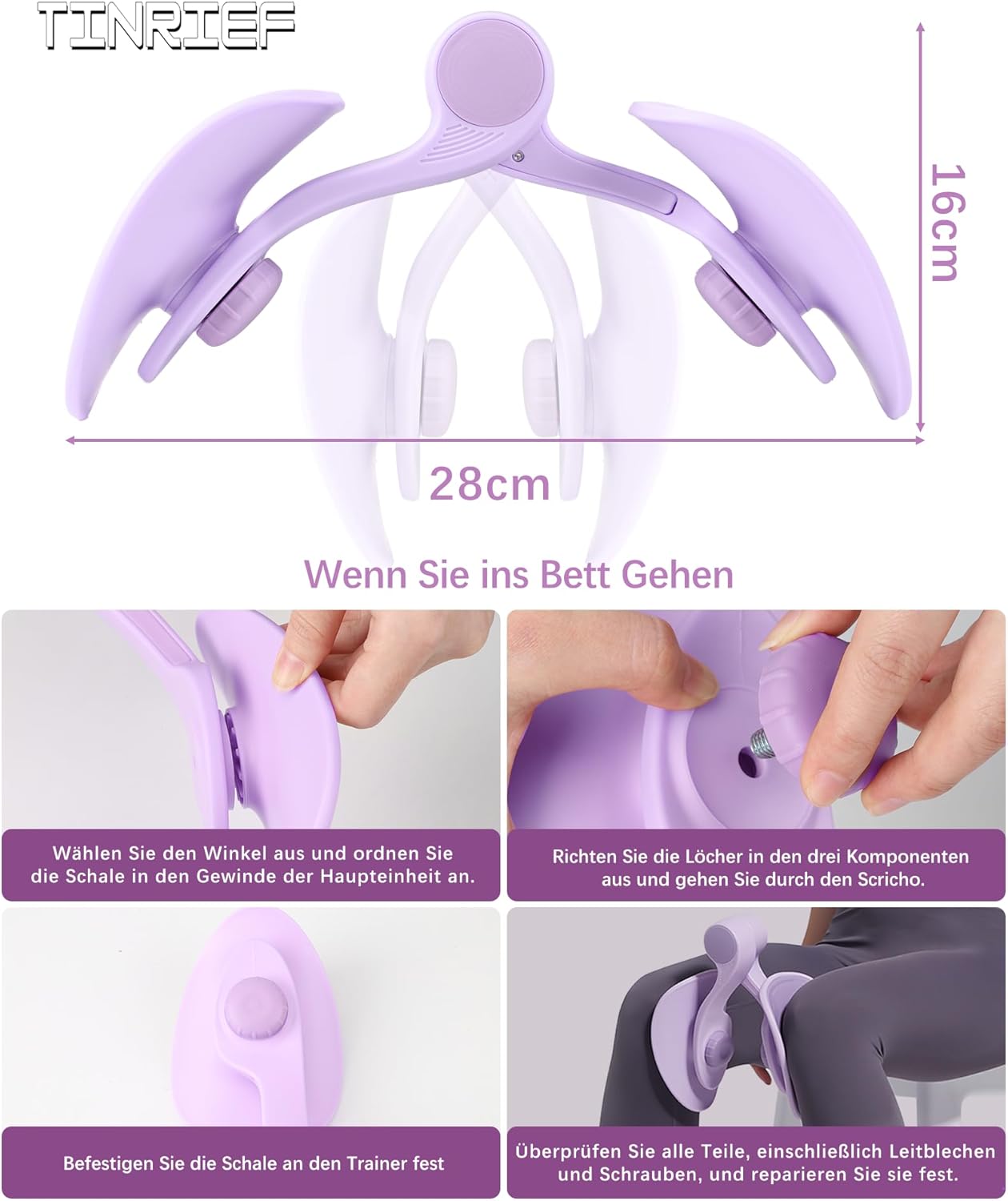 Oberschenkel- und Beckenbodentrainer für Zuhause, Violett 16 KG