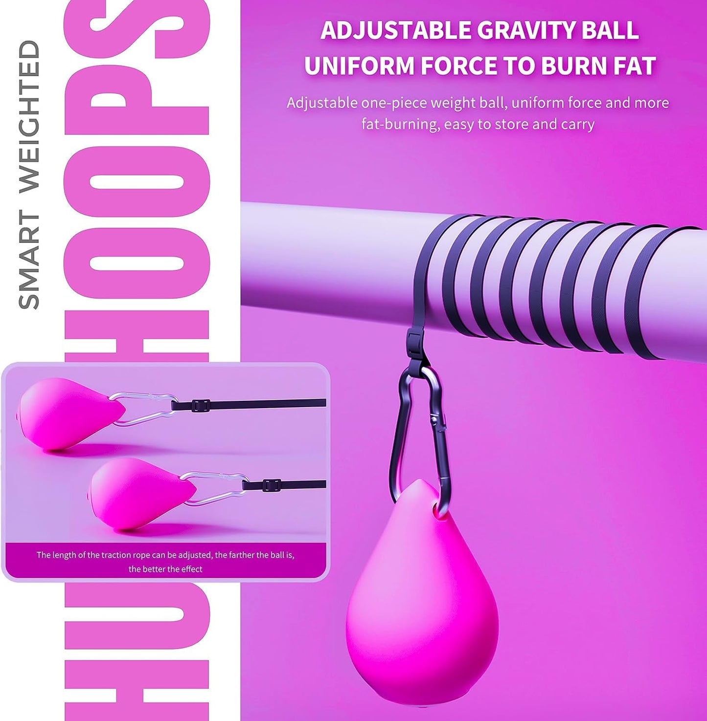 Smart Fitness Hula Hoop mit Massagefunktion, Einstellbar Violett