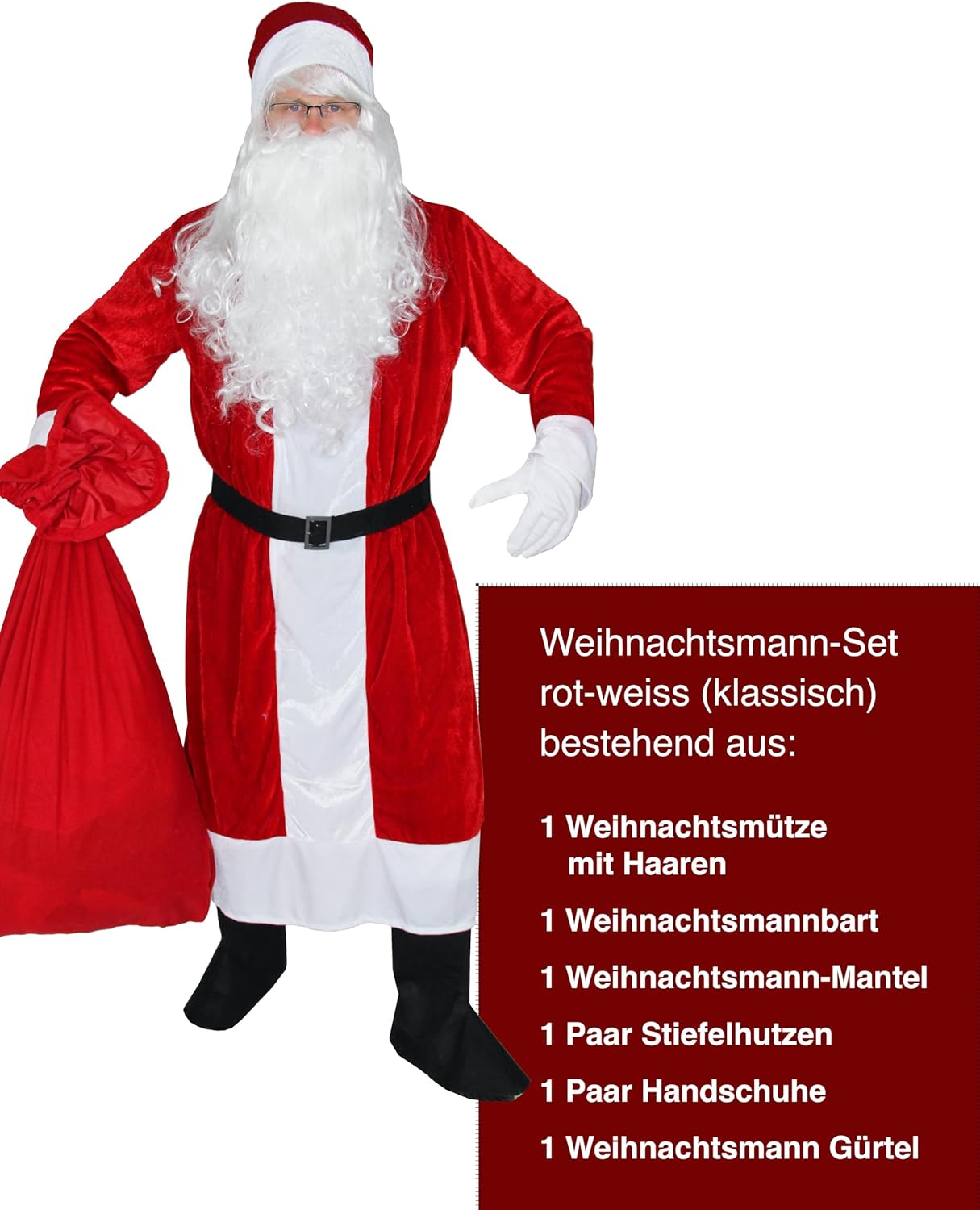 Weihnachtsmann Kostüm-Set, 3XL-4XL Rot