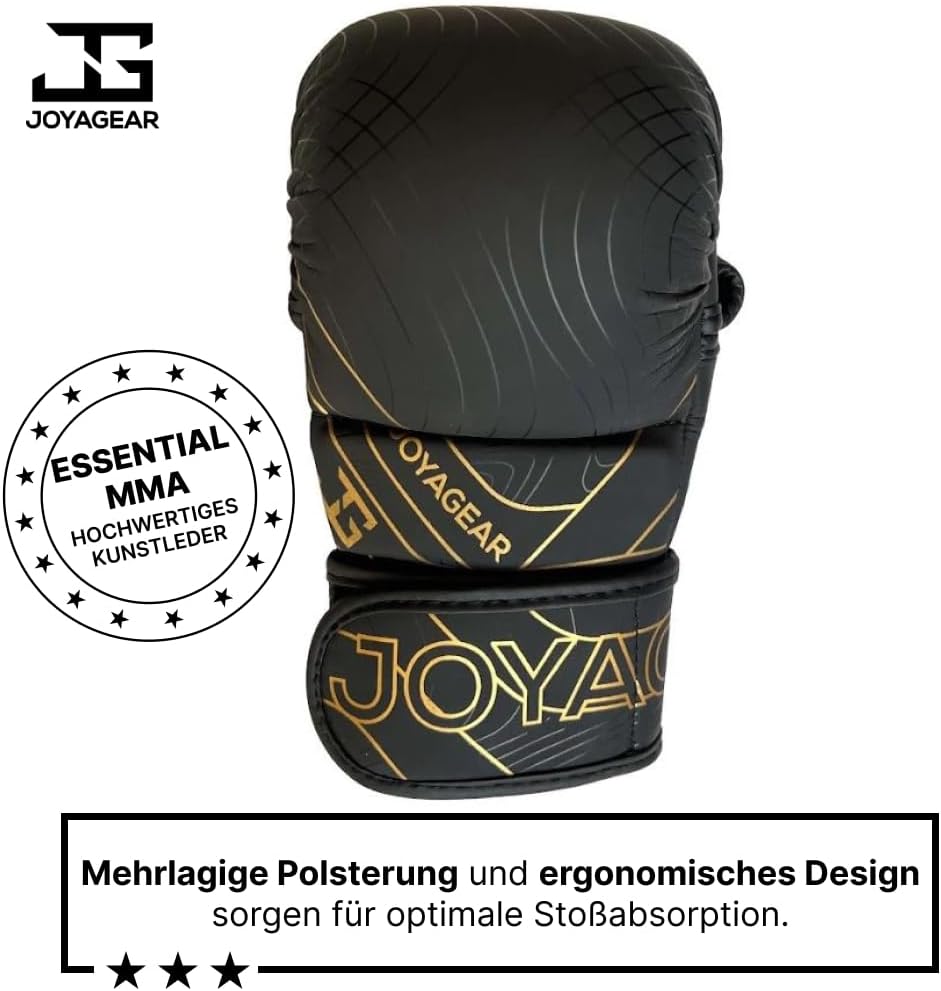 MMA Kampfsport-Handschuhe, Schwarz/Gold M