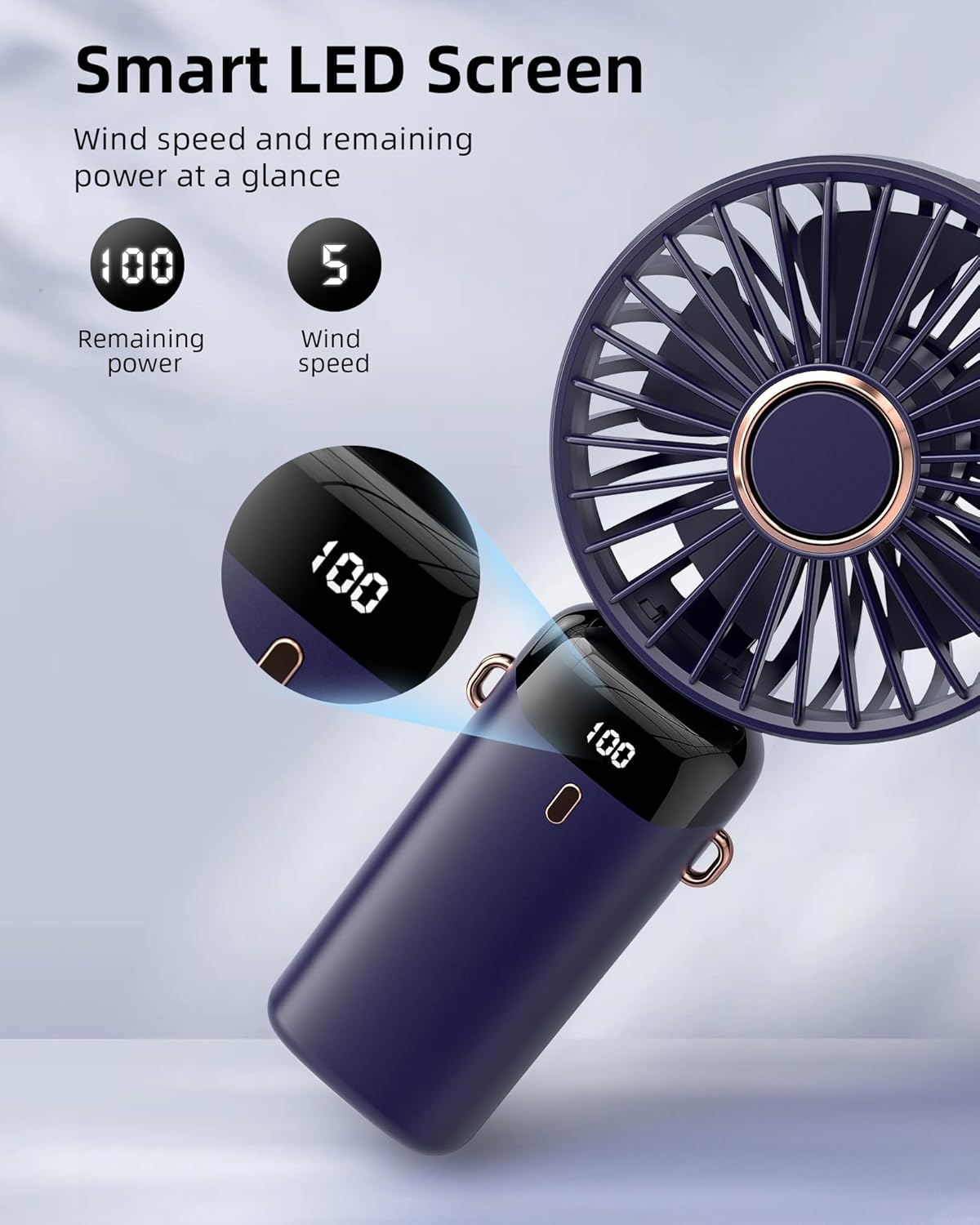 Tragbarer Mini-Handventilator USB, Navy Blau