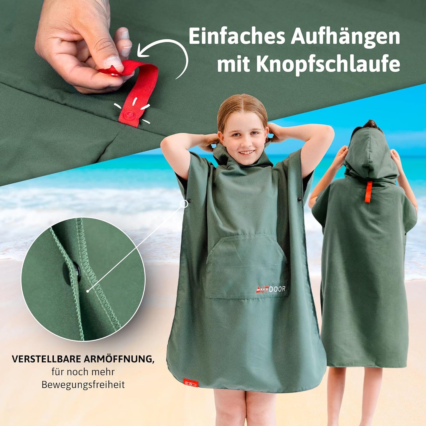 Badeponcho, Kids Grün