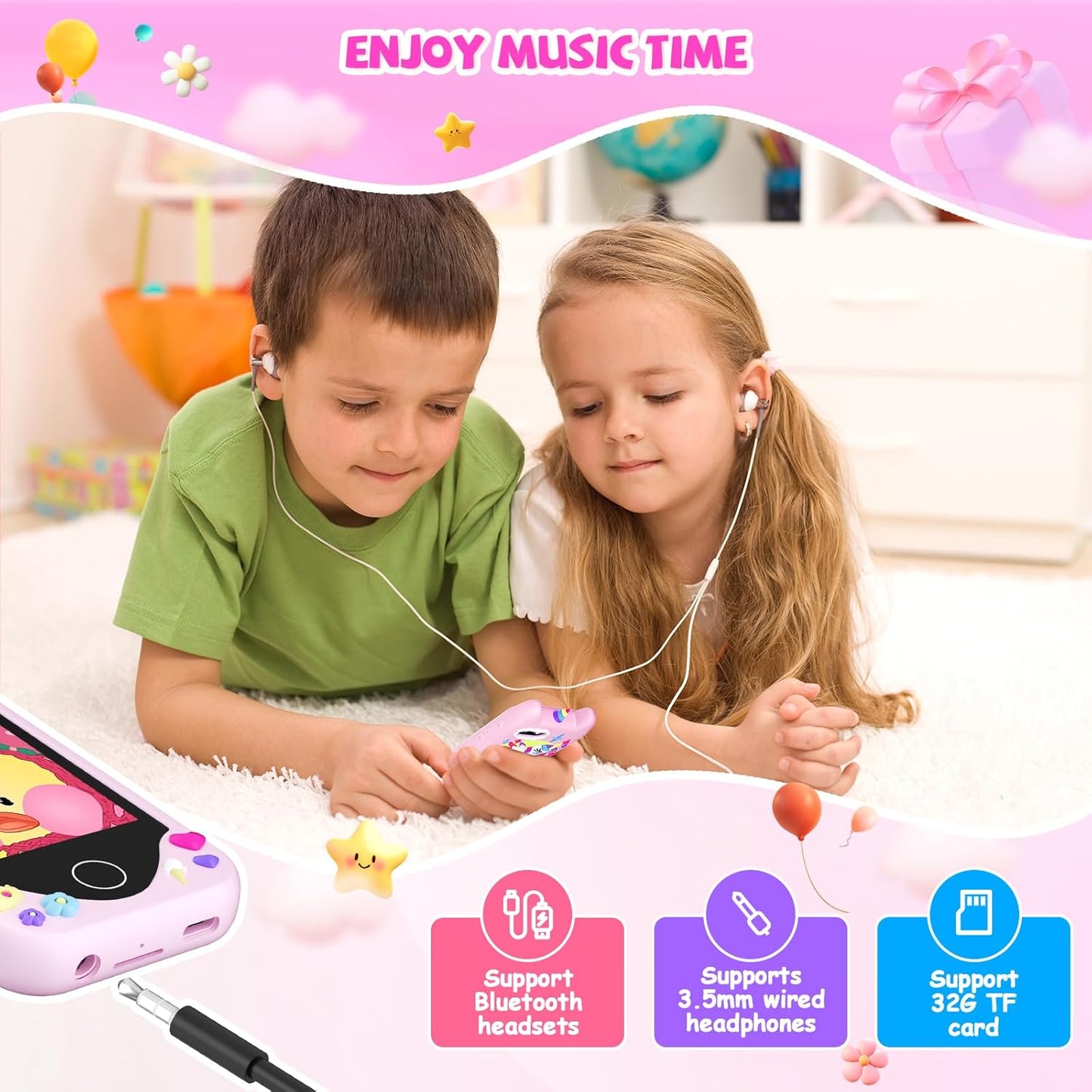 Kinderhandy mit Touchscreen & Kamera, Rosa