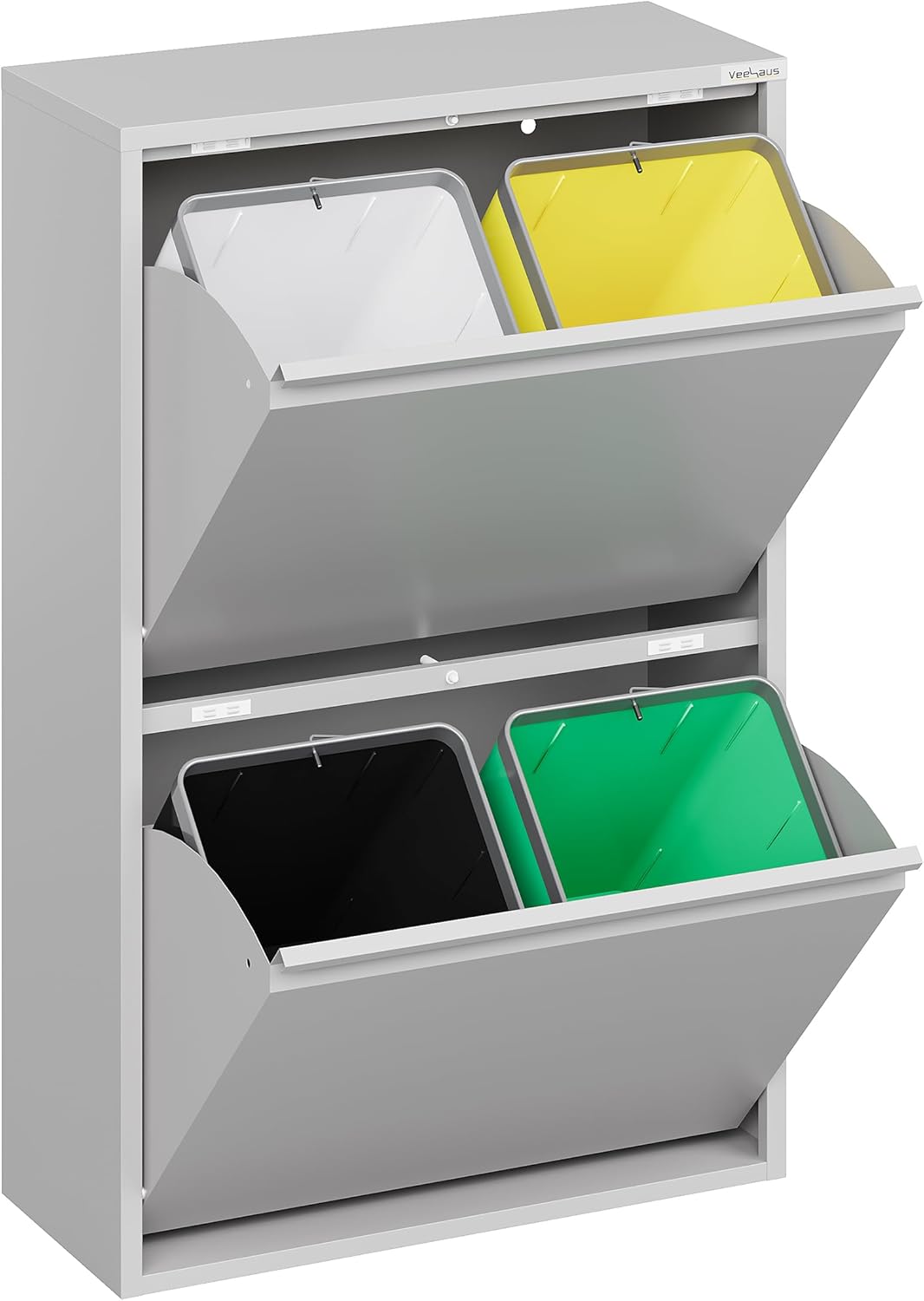 Küchenmülleimer, Grau 4 X 15 L