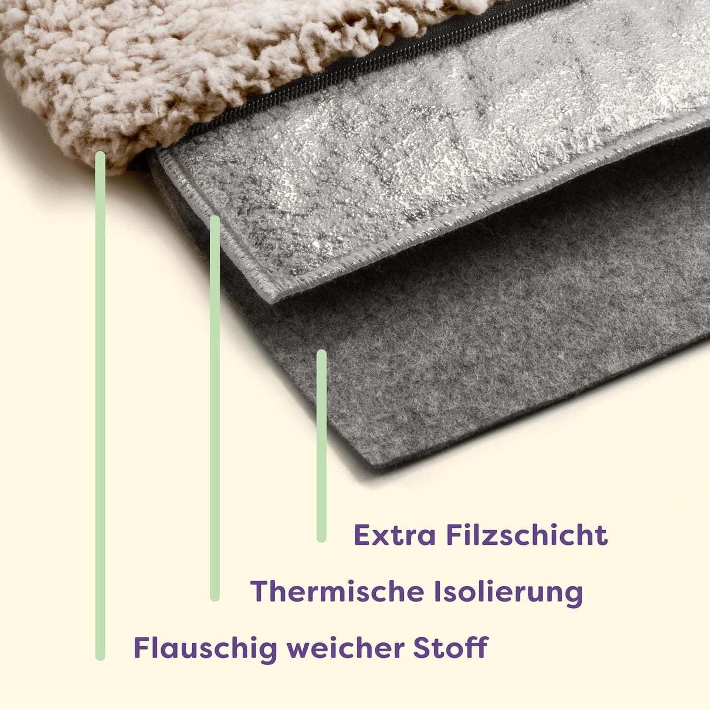 Rutschfeste Fensterliege, selbstwärmend, Braun 90x28cm