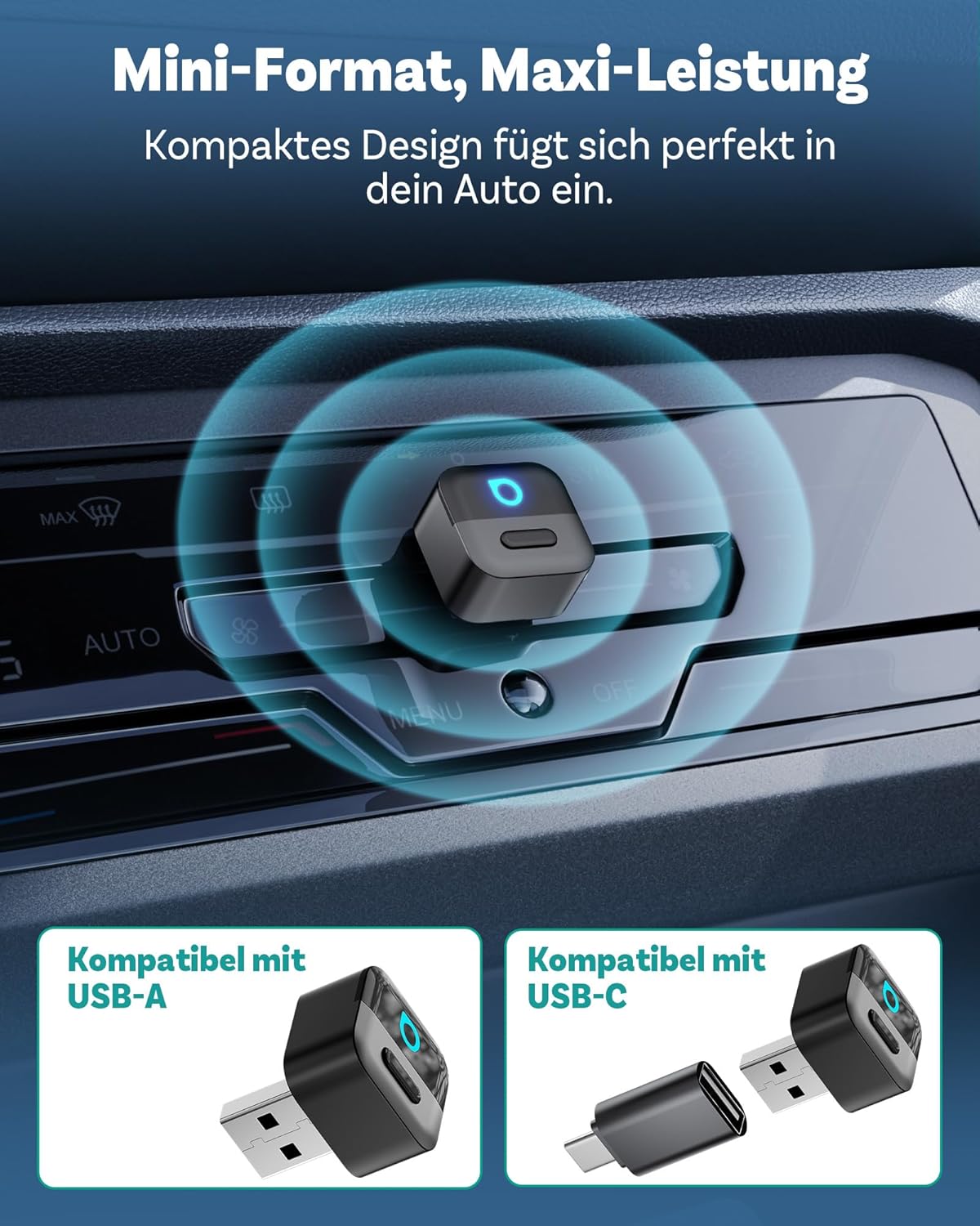 Mini Pico 2-in-1 Wireless CarPlay & Android Auto Adapter
