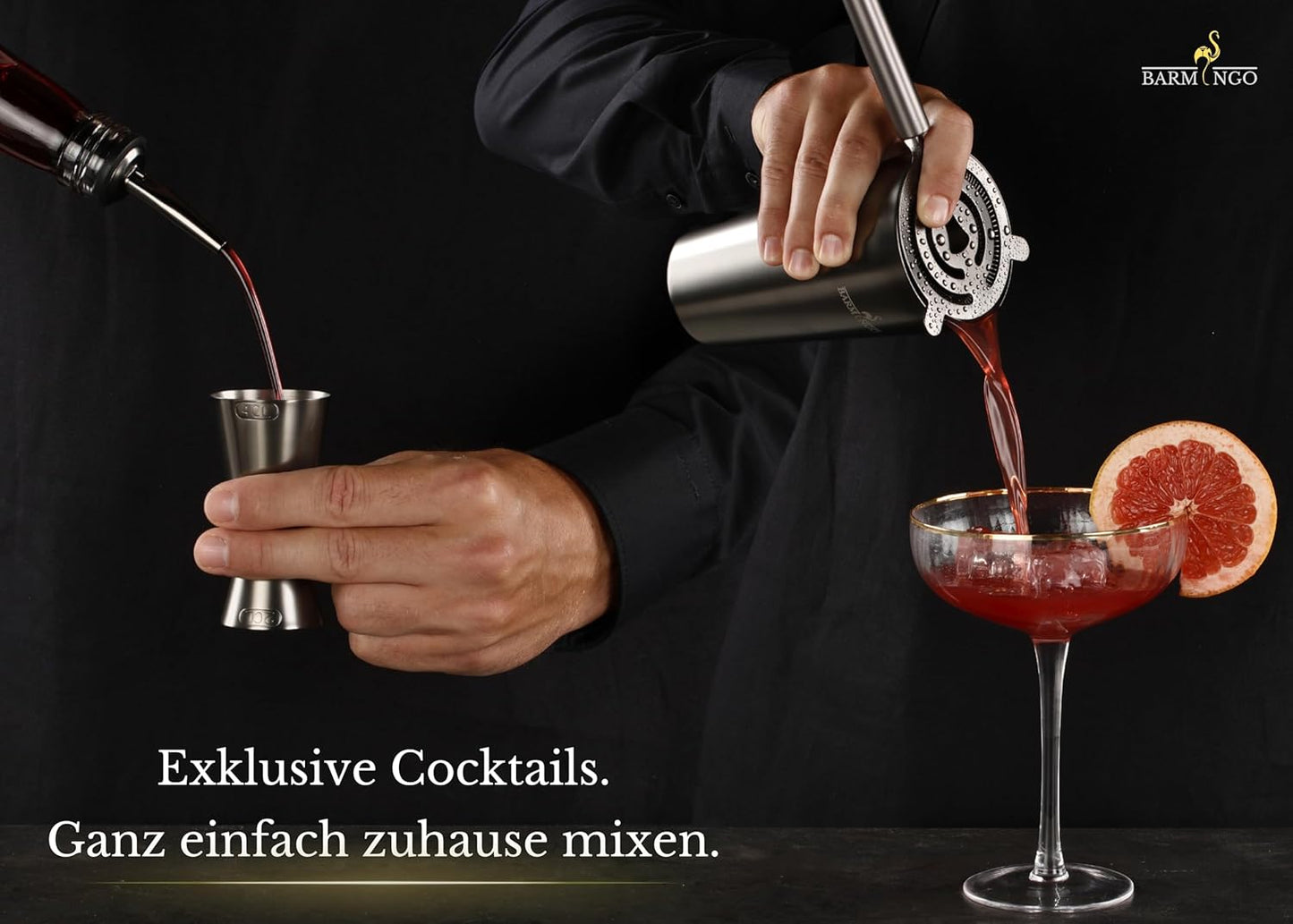Cocktail-Set, Metallic-schwarz