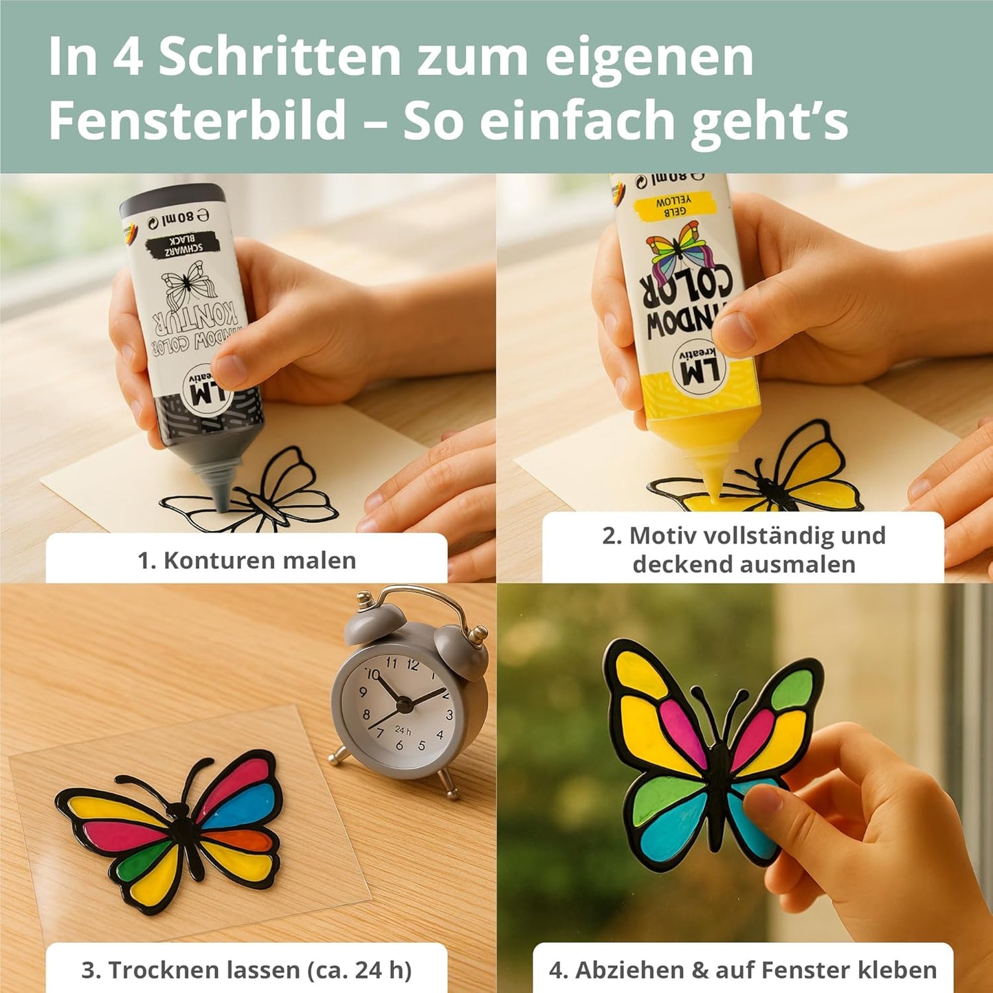 Window Color Set mit 17 Farben und Malvorlagen