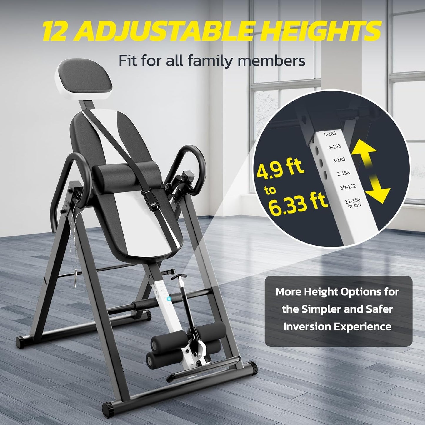 Klappbare Inversionsbank mit Schutzgurt (300 lbs)