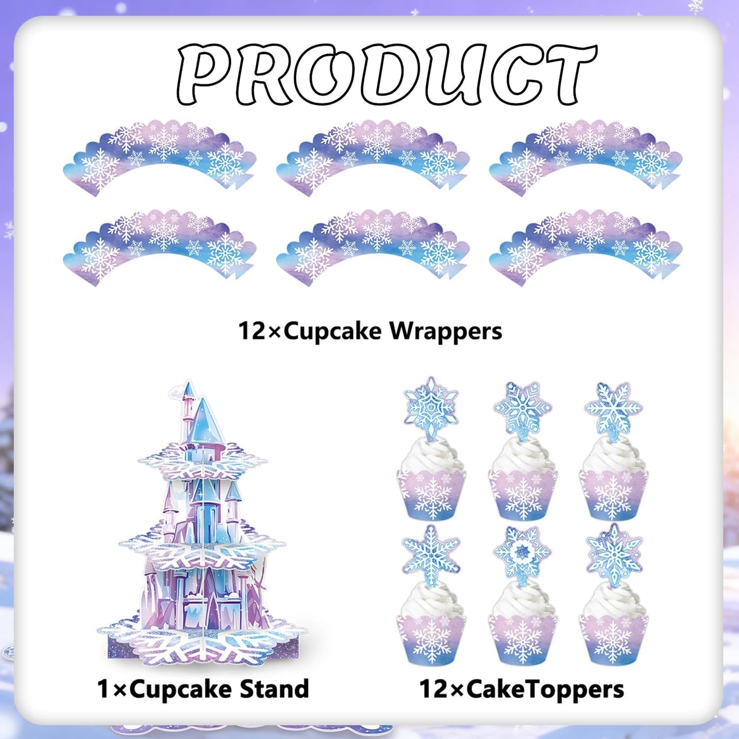 3-stöckiger Cupcakeständer Schneeflocke