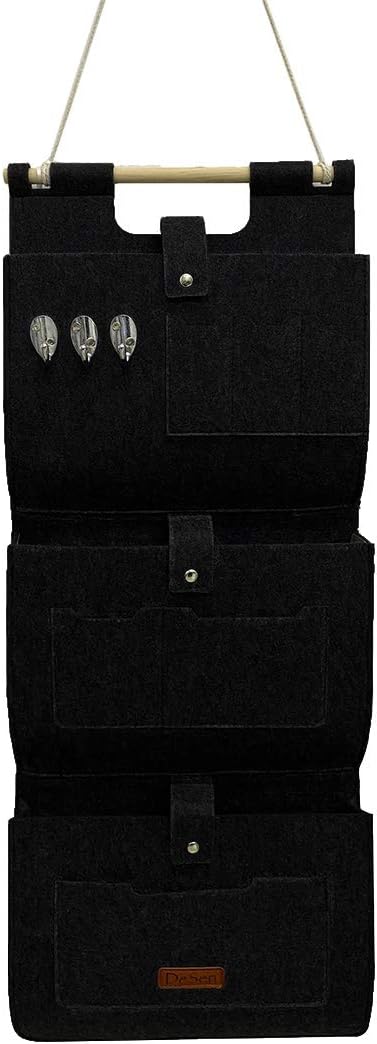 Hängeorganizer für Tür und Wand mit 3 Taschen, 3 Taschen Schwarz