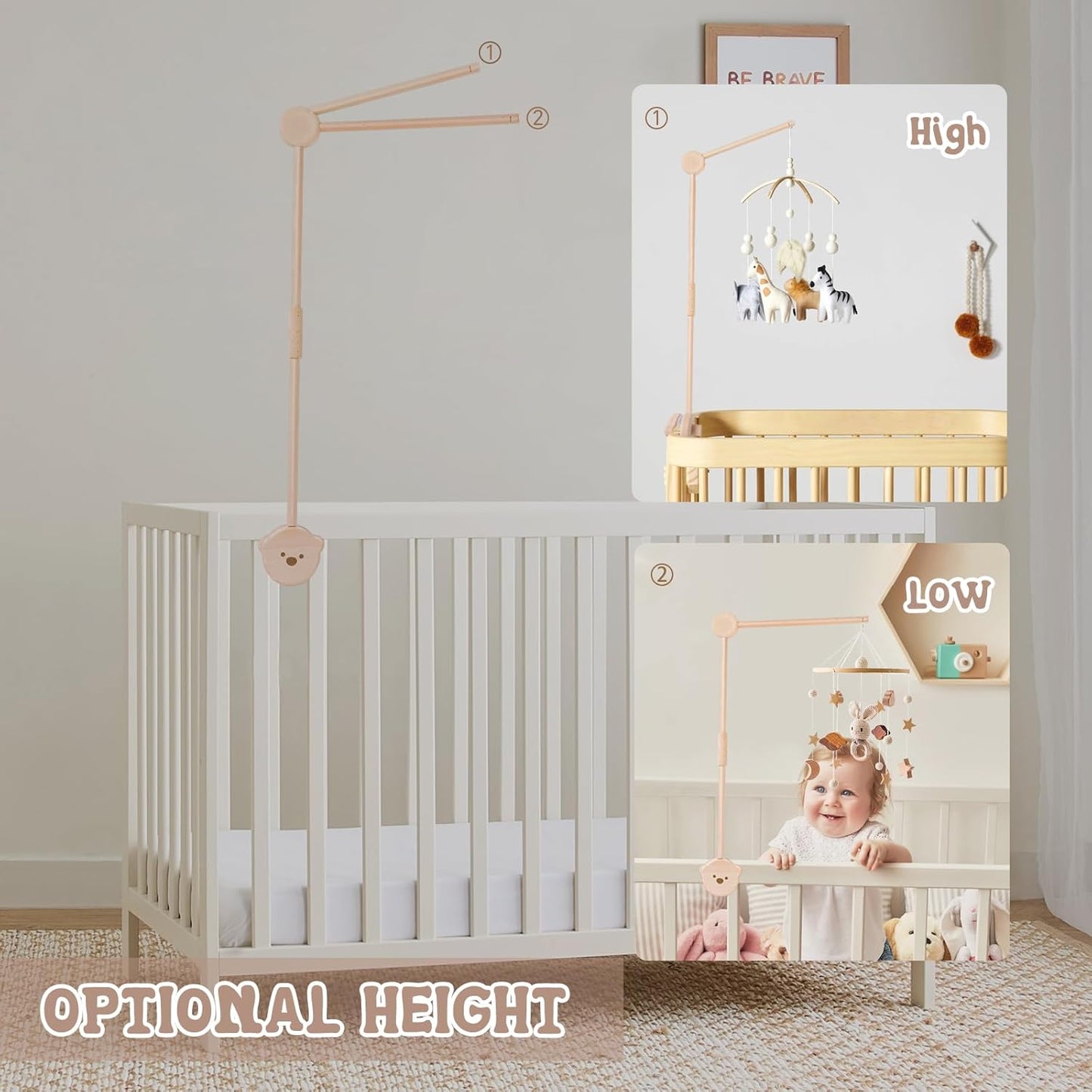 Mobile Halterung für Babybett in Bärenform