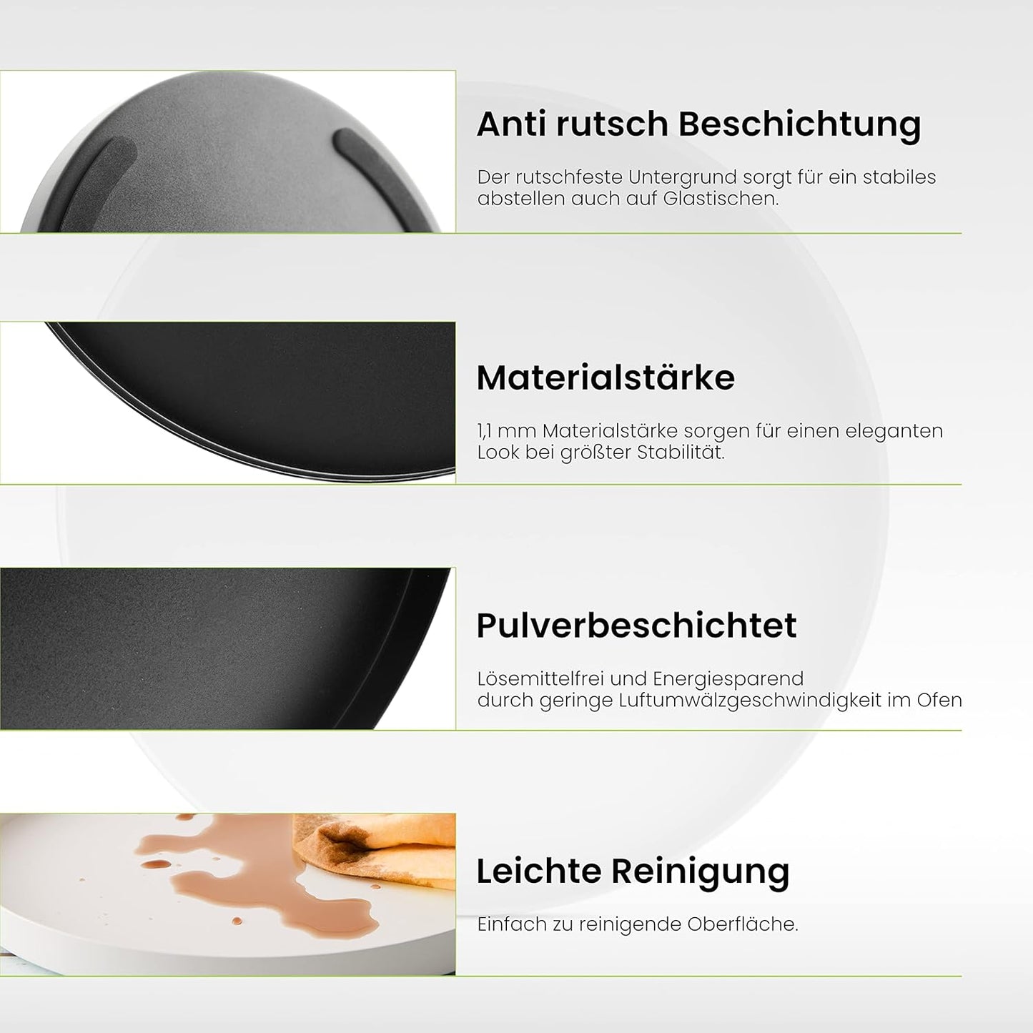 Dekotablett mit rutschfester Beschichtung, Classic Black