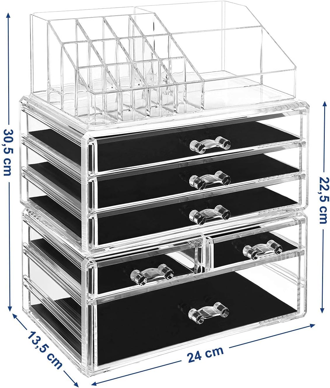 Make-up Organizer mit 6 Schubladen und 15 Fächern, Transparent 5 Tier (30,5H cm)