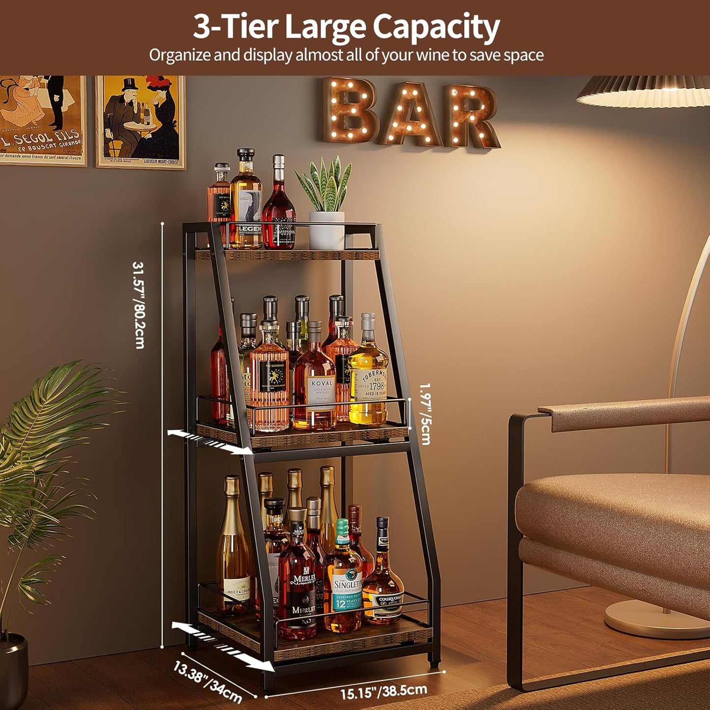 3-Etagen Mini Bar Weinregal