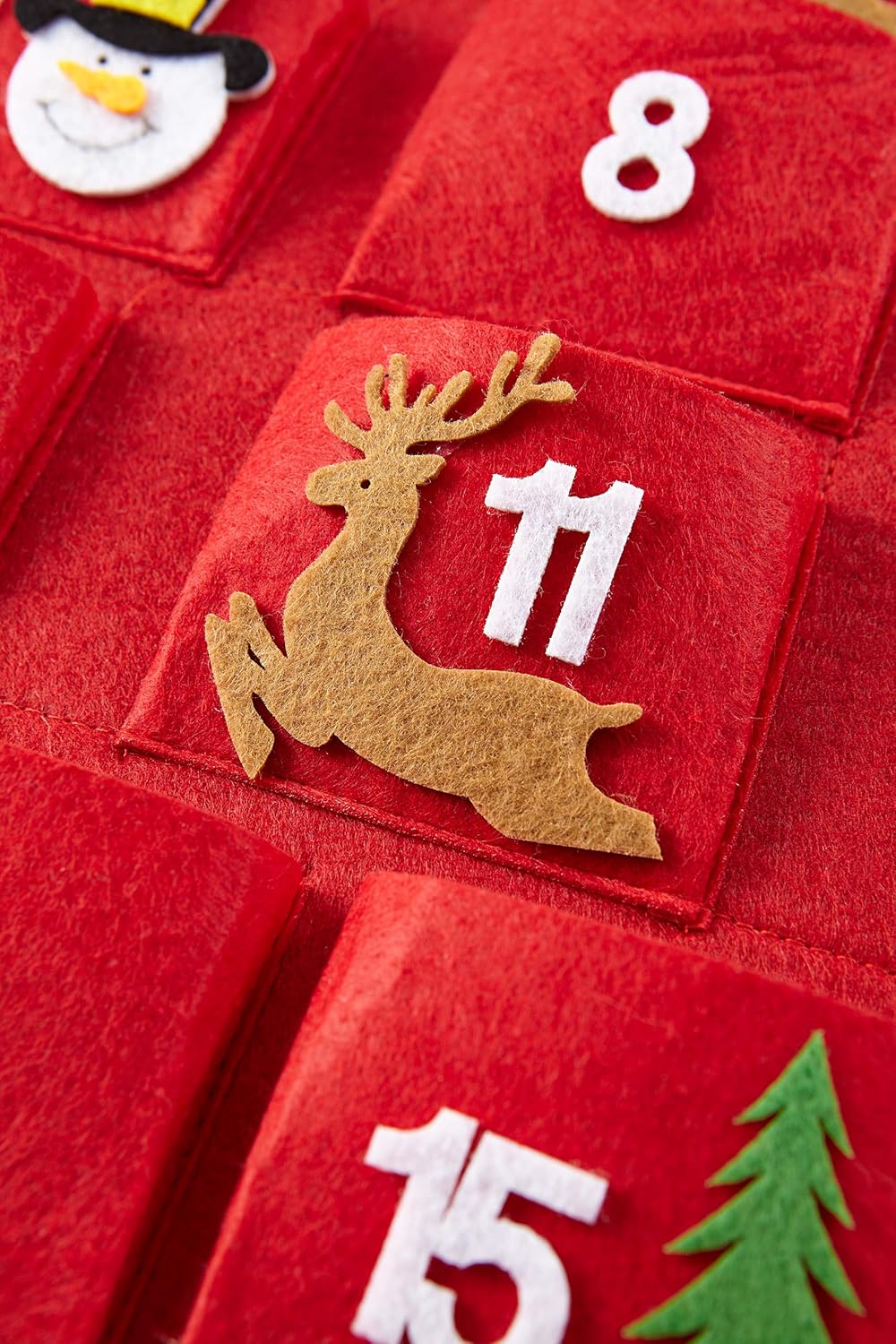 Filz-Adventskalender Santa zum Befüllen und Aufhängen, Rot/Weiss