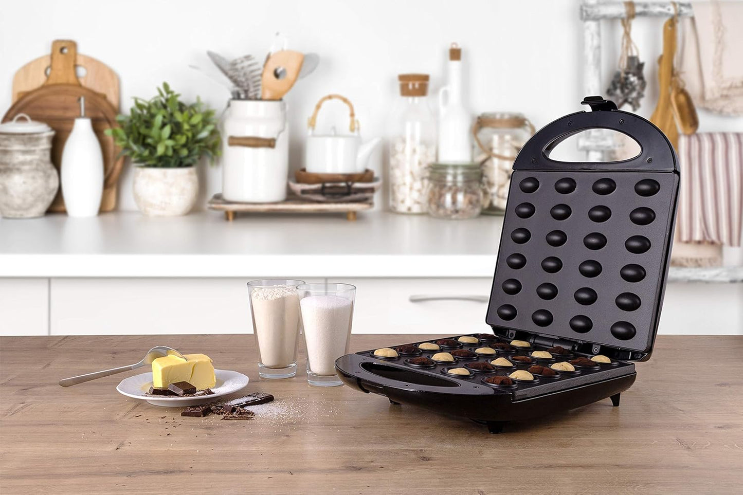 Waffeleisen für Nussgebäck (24 Nusshälften), Schwarz