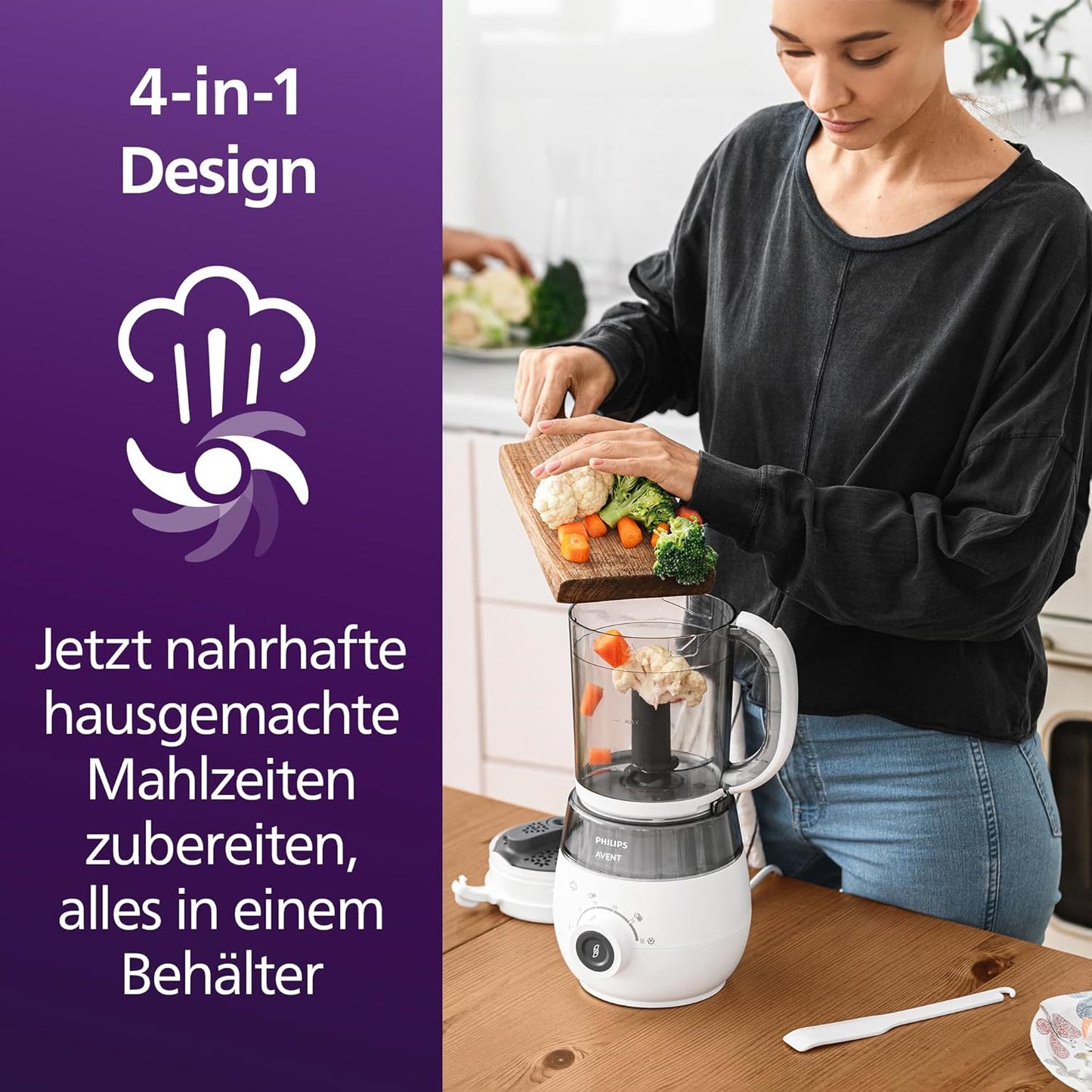 4-in-1-Babynahrungszubereiter SCF883/20 mit Dampfgarer & Mixer, Mit Zubehör