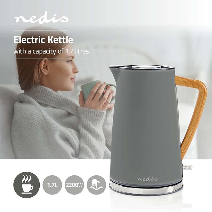 Elektrischer Wasserkocher, Grau, Single